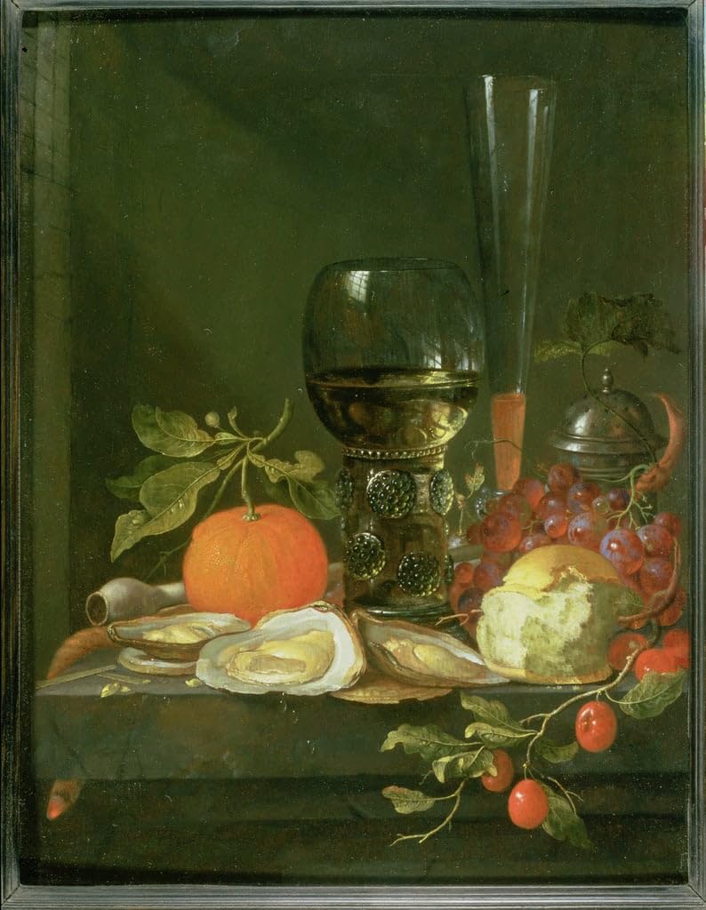 Pared impresiones lienzo de Jacob Van Walscapelle con bodegón de uvas y vasos de 60x90cm 5