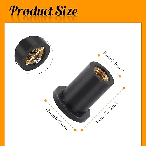 Miniatura 15 de 12 tuercas de goma M6 de neopreno de expansión de latón para carenado universal de motocicleta para canoa, barco, kayak