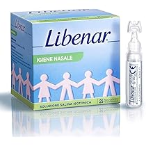 Libenar Soluzione Isotonica, Fisiologica Salina per Detersione di Naso, Occhi, Orecchie e per l’Inalazione in Aerosol, Adatto a Neonati e Bambini, Flaconcini Monouso da 5 ml, 25 Flaconcini