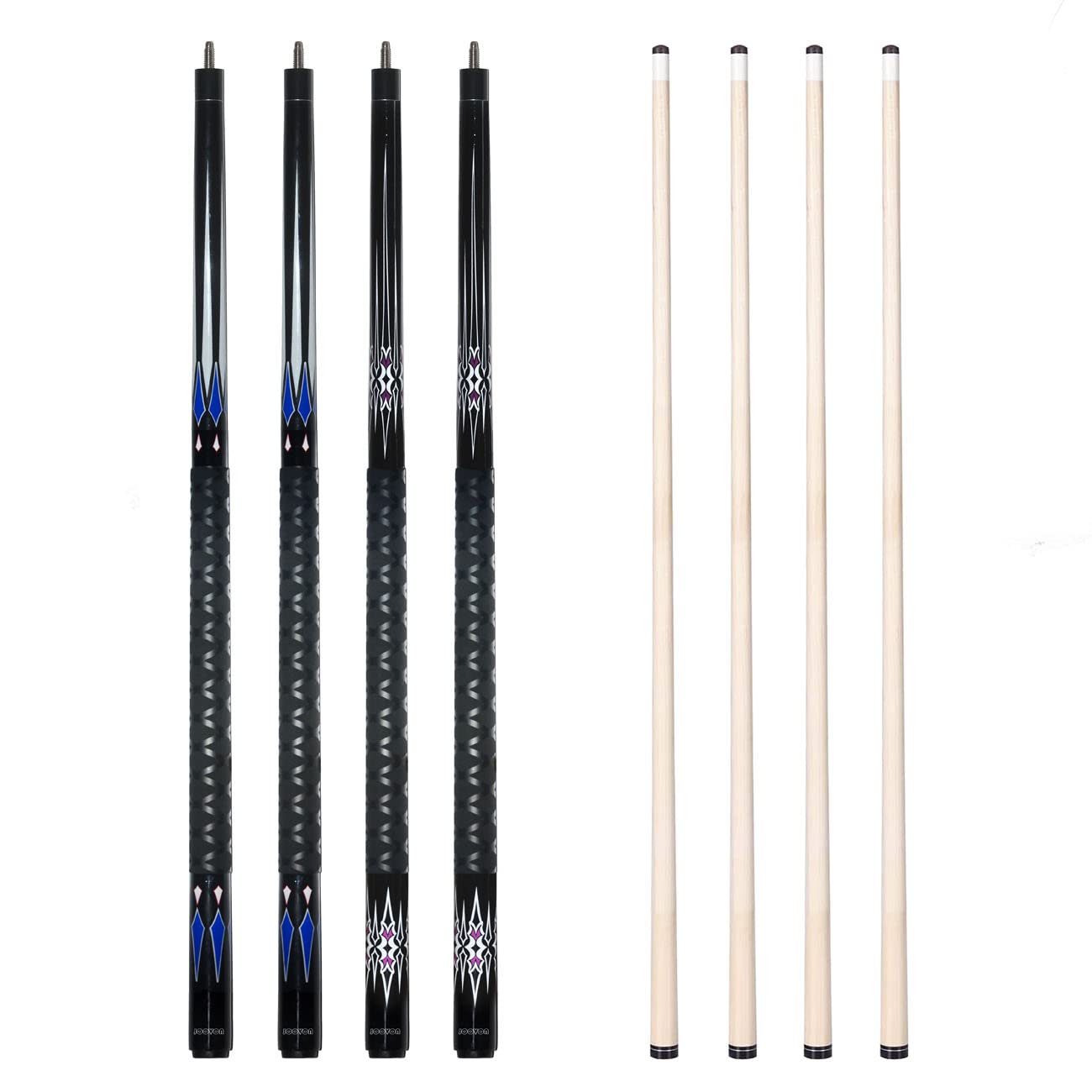 'Joovon Pool Sticks Set of 4 and Pool Sticks Set of 2 with 13mm Cue Tip 58'' Pool Cue with Rubber Anti-Skid Sleeve'