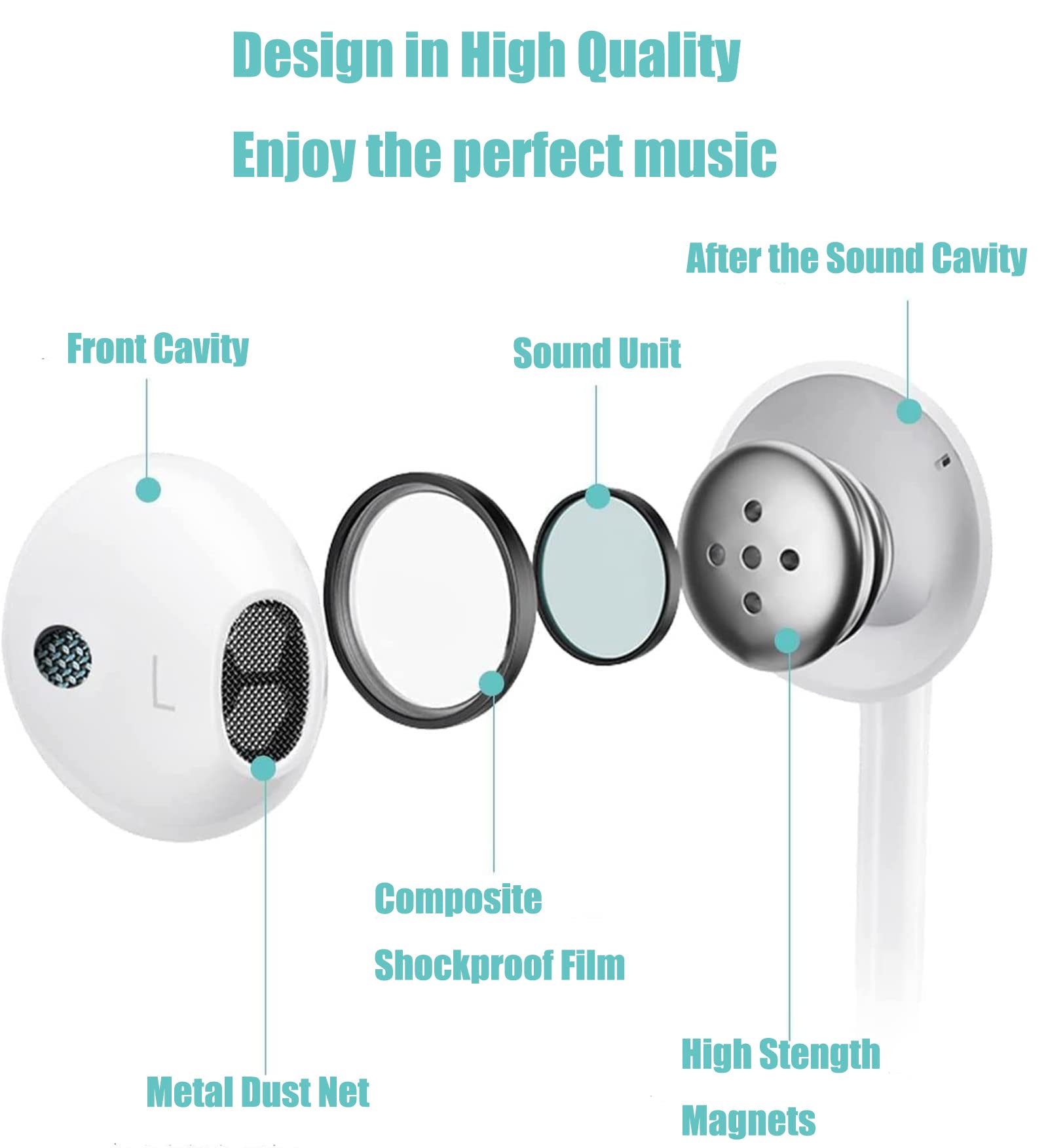 2 Pack iPhone Wired Earbuds, APPLE MFi Certified In Ear Lightning Earphones Headphones Compatible with iPhone 14/13/12/11/8/7/X/Pro/Pro Max iPad (White) — view 4