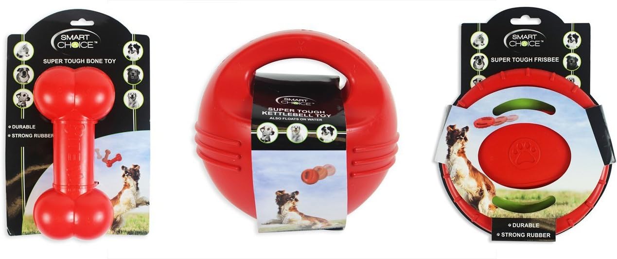 Smart Choice Super Tough Rubber Kettlebell Dog Toy, Red, 0.318 kg