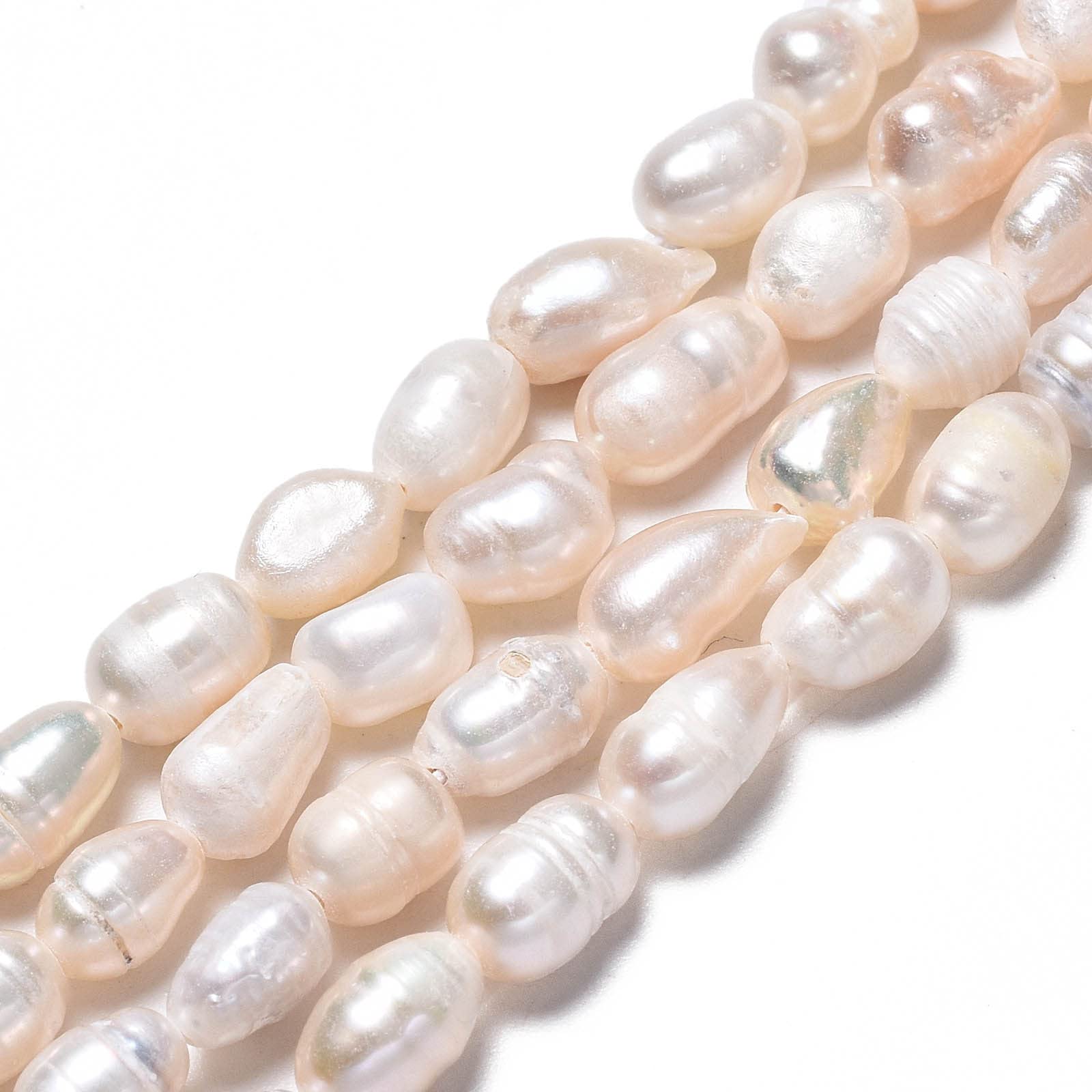Fashewelry 235 PCS Seashell Color Natural Cultured Freshwater Pearl Rice Beads Loose Spacer Pearl Beads 5-11.5mm for DIY Jewelry Making