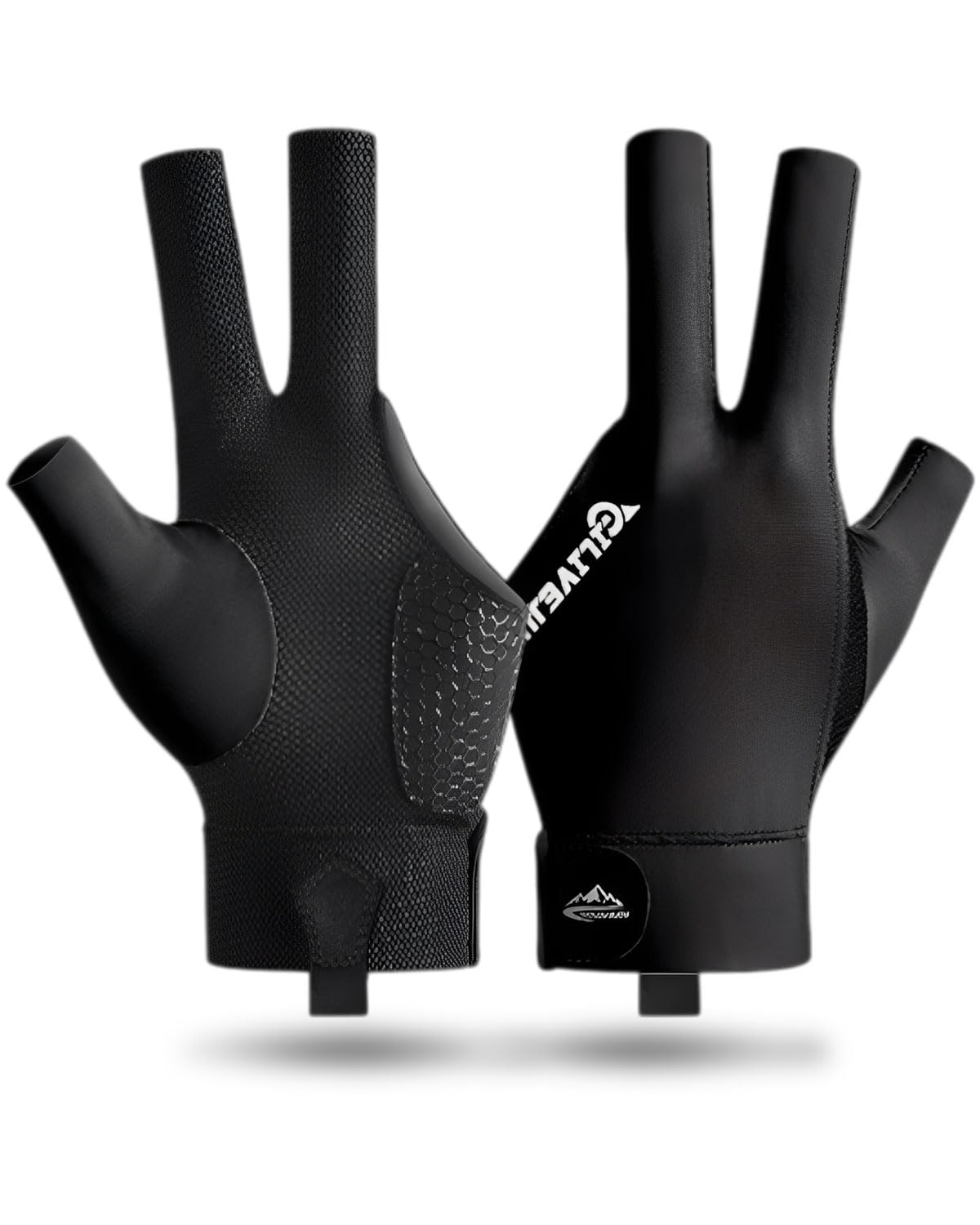 Guante de Tres Dedos para Billar,Guantes Ajustables,Guantes de Billar Transpirables y Antideslizantes,Guante Sin Dedos,Unisexo,Adecuado para Principiantes y Profesionales Negro