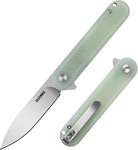 OLITANS Cuchillo de bolsillo G040, hoja de acero D2 de 2.75 pulgadas, mango G10, pequeño cuchillo EDC con clip de bolsillo para hombres y mujeres,