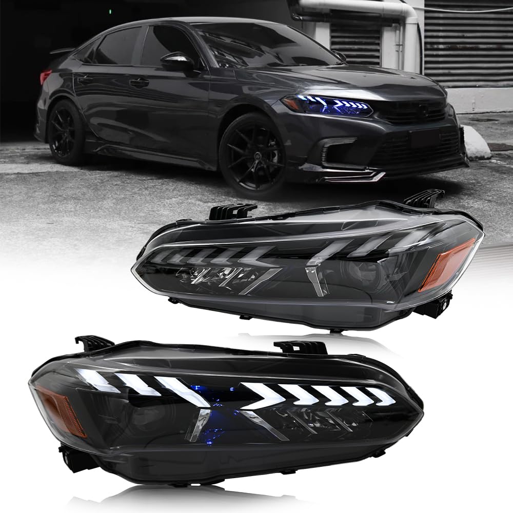 Photo 1 of ***SINGLE HEADLIGHT, SIDE UNKNOWN**** T T-ABC New Headlamp Compatible with 2022-2026 Honda Civic Lights Sedan Hatchback LX EX EX-L Sport Touring Hybrid Type R Front Lamp Sequential Animation 11th Gen Accessories Not Fit AFS