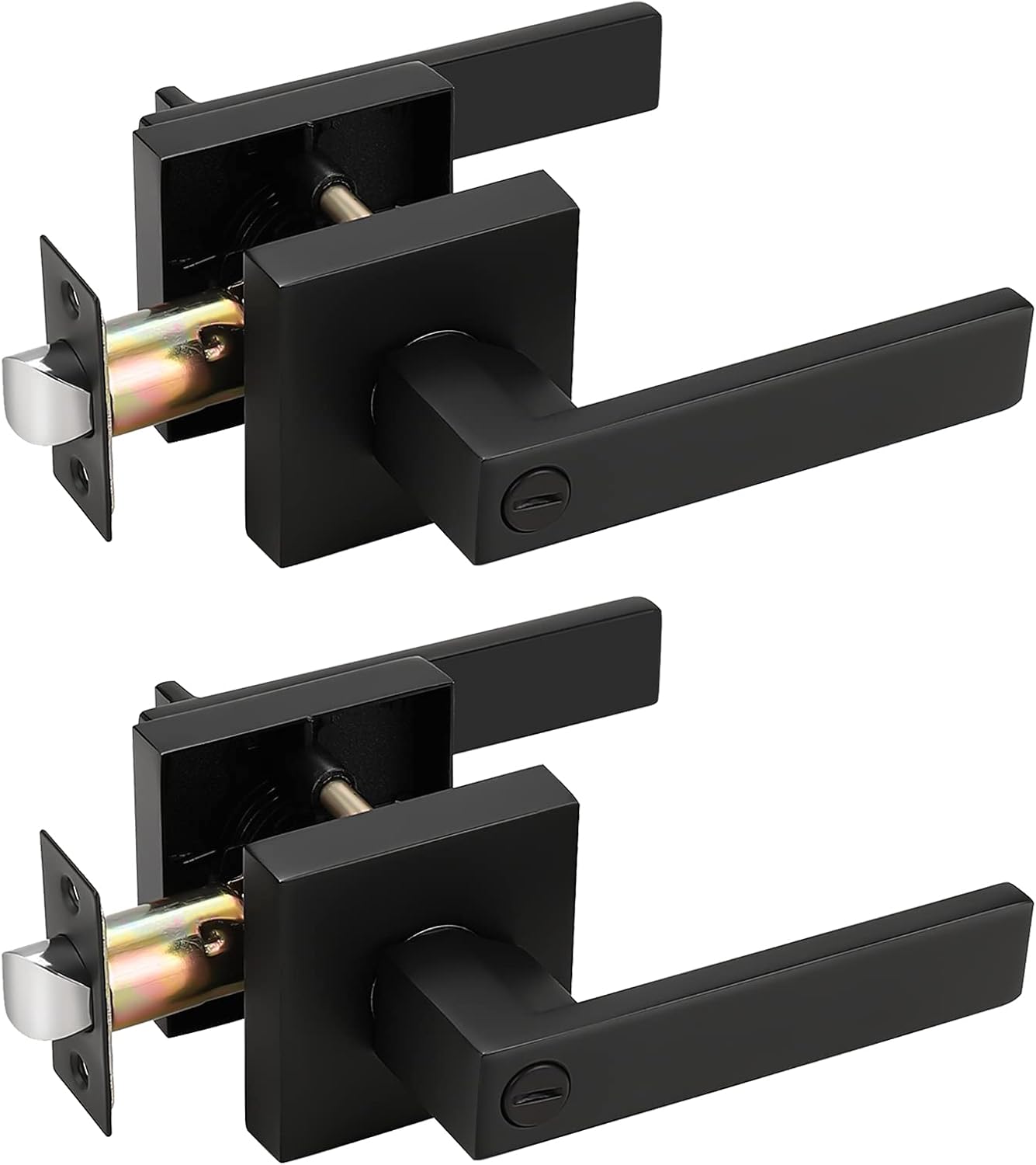 2 Pack Probrico Privacy Square Door Handle in Matte Black Finish for