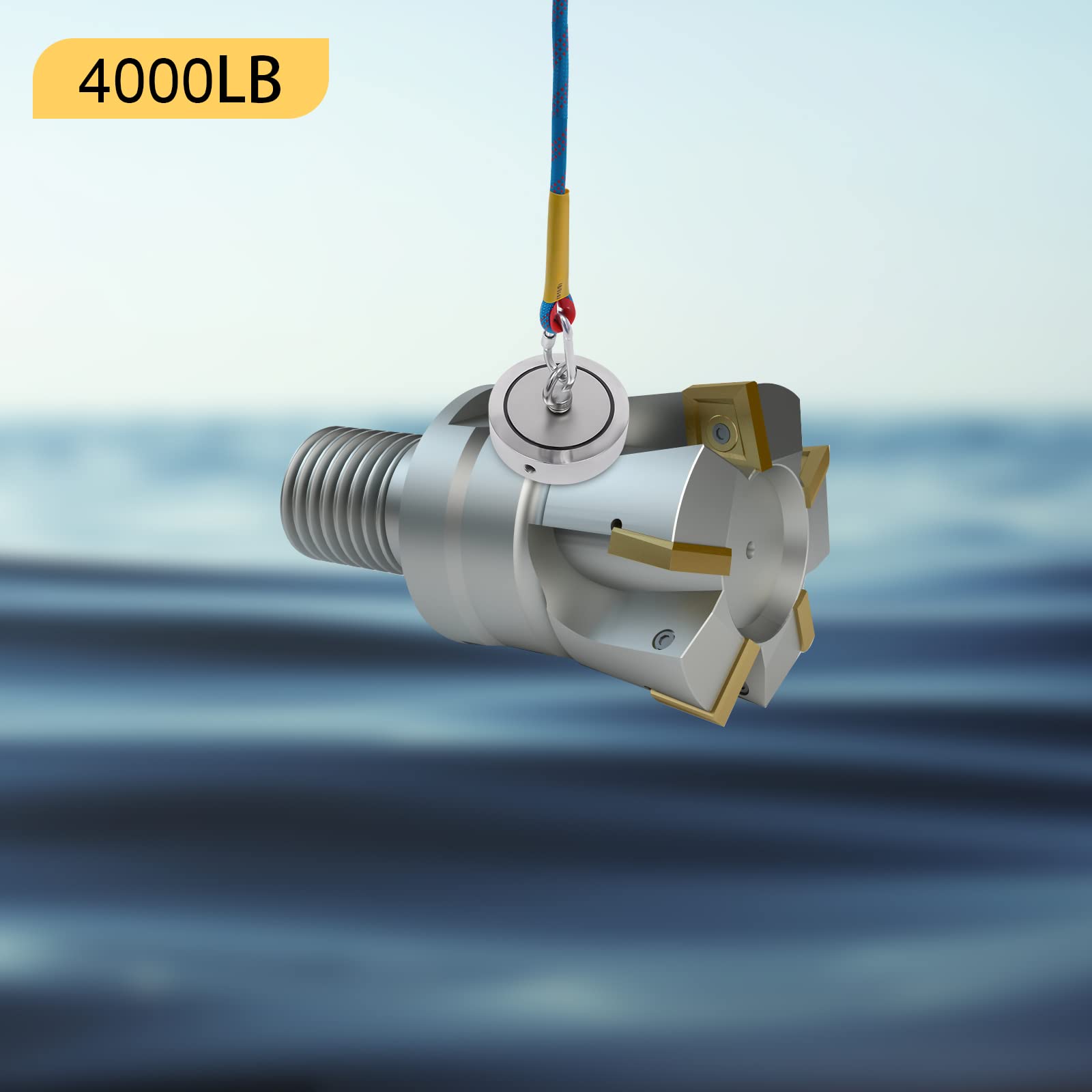 Kit da pesca con magnete da 4000 libbre con corda da 66 piedi e custodia Kit da pesca con magnete a doppia faccia con forza di trazione elevata Set di magneti potenti per fiume, lago, spiaggia, prat