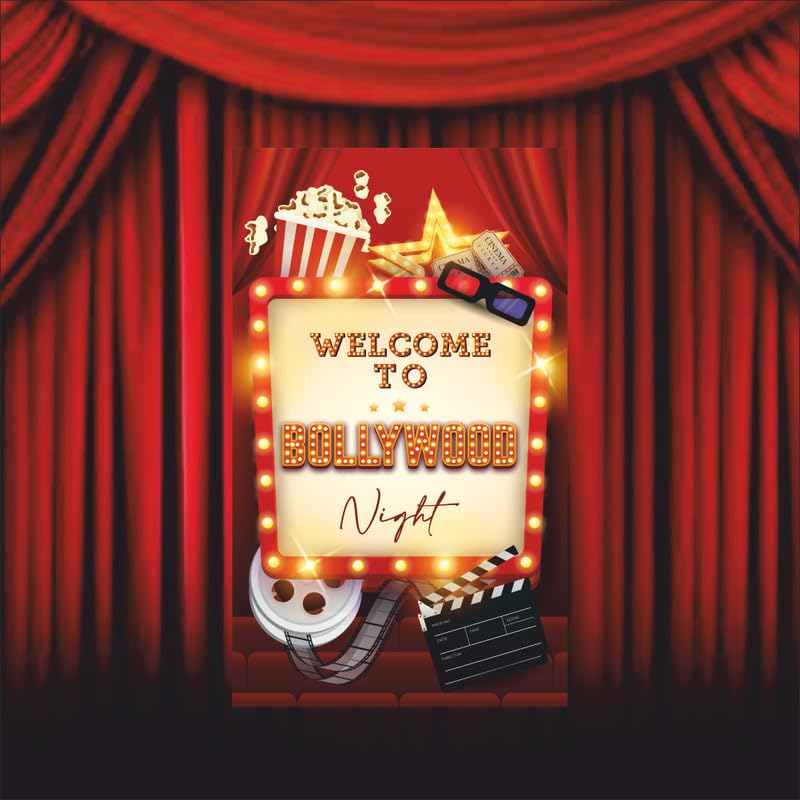 Image of Bollywood Night Backdrop | Movie Night Banner | Bollywood Theme Party Decorations (Pack of 1, Size: 5x3 Feet)