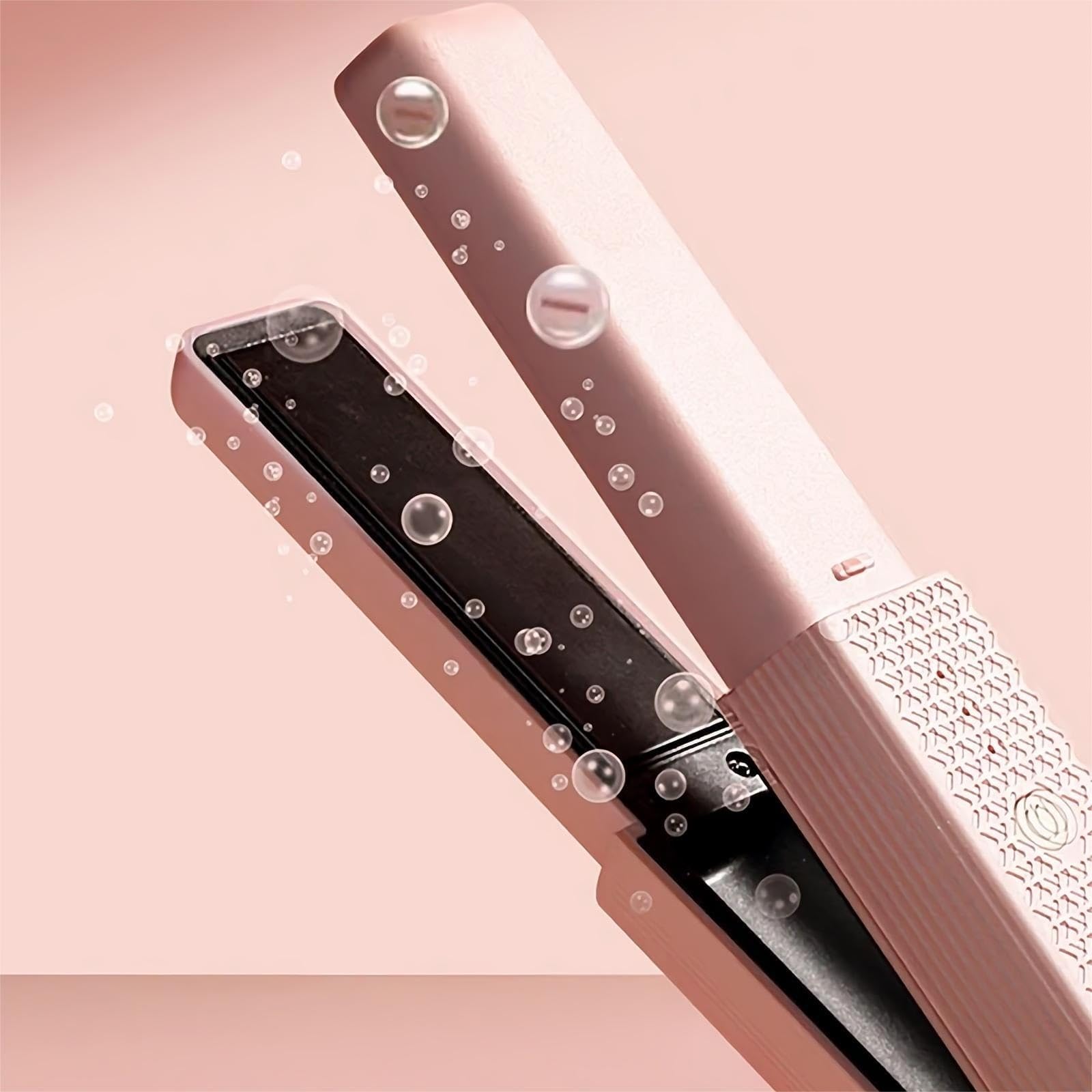 Plancha de pelo inalámbrica, mini plancha y rizador de cerámica portátil 2 en 1, alisador de viaje recargable USB-C, bloquea la humedad y el brillo, 3 niveles ajustables (rosa) 3