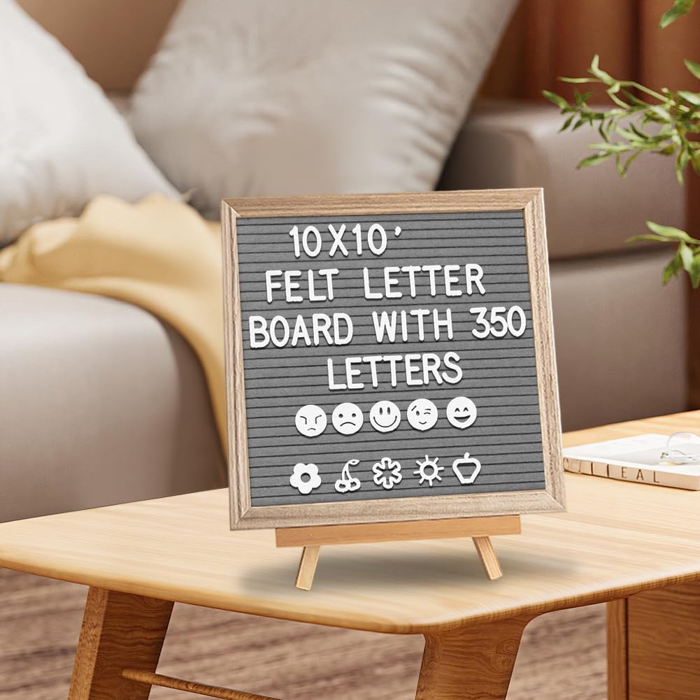 Pizarra de madera de roble con caballete, juego de 340 piezas con letras, bolsa de almacenamiento, tablero de notas para oficina en casa, habitación infantil, cocina, decoración de pared y tabla de