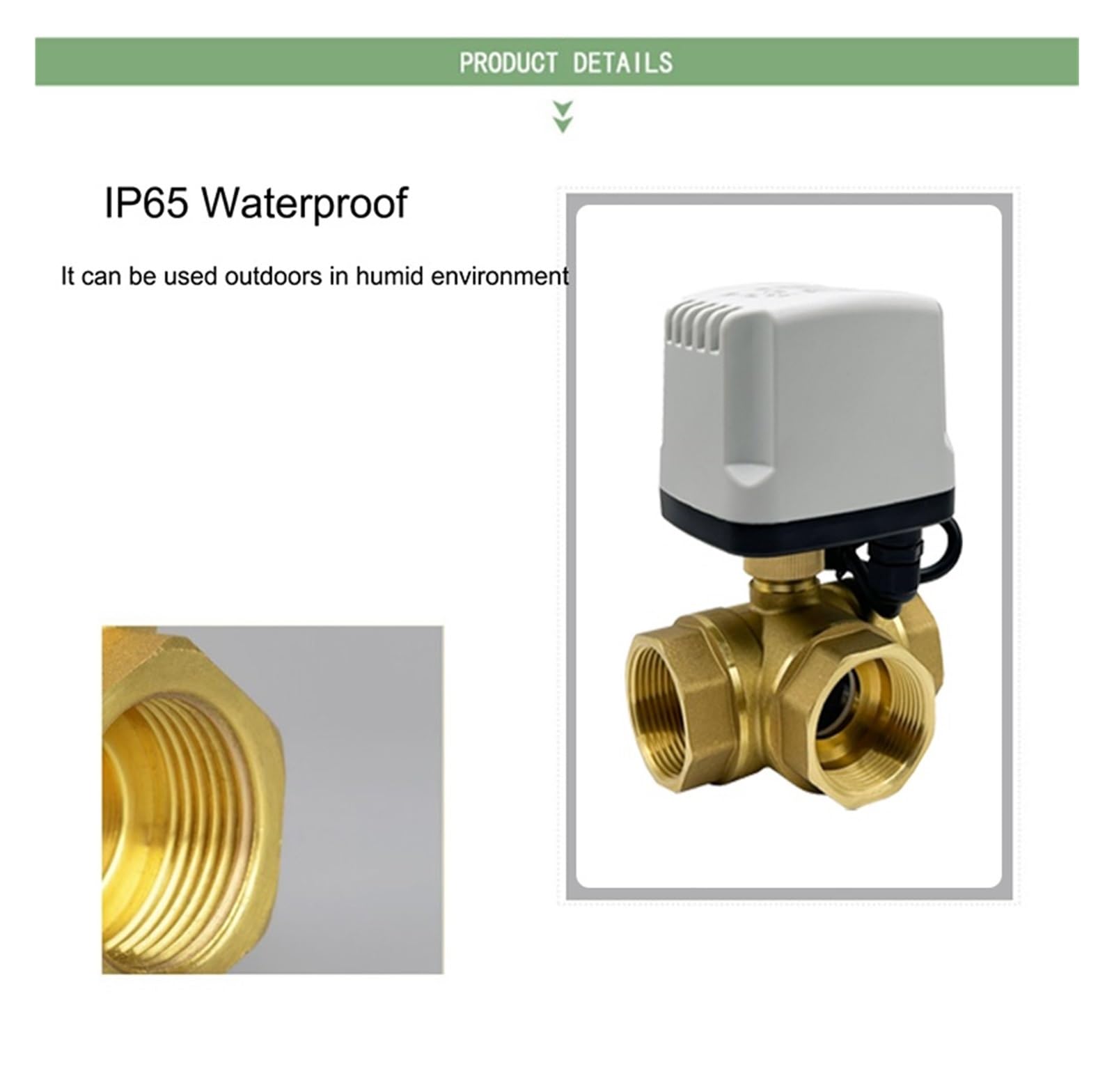 Válvula de bola motorizada DN15 DN20 DN25 DN32 DN40 Válvula de bola motorizada de latón de 3 vías - Control de cable Tipo T Válvula de bola eléctrica impermeable IP65 Piezas de válvulas de apertura y