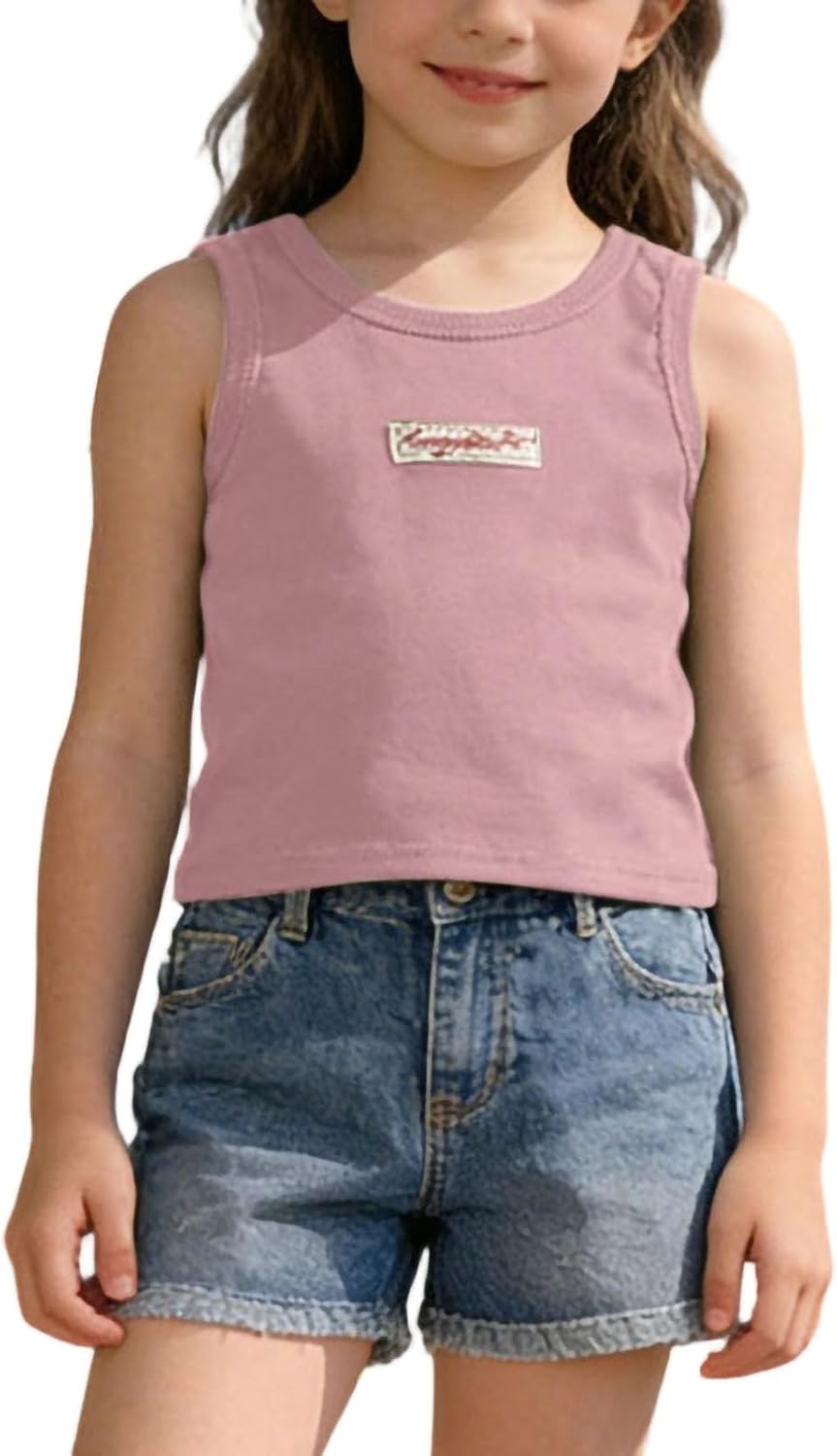Baby Toddler Girl Tank Tops Sleeveless Cotton Undershirt Kids Cute Solid Color Shirt Casual Loose Fit Tee