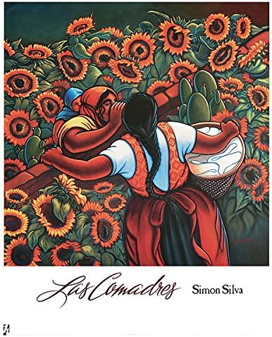 Las Comadres by Simon Silva Art Print Poster, Overall Size: 18x20, Image Size: 14.375x14.625