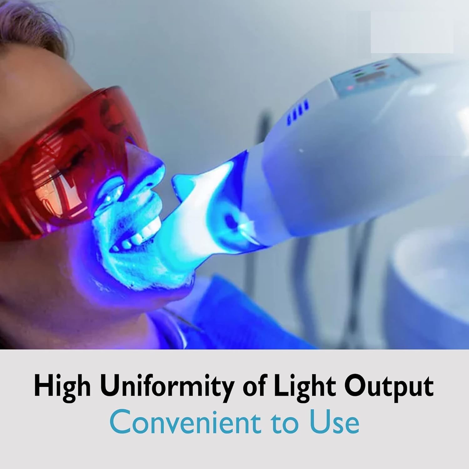 Sistema di sbiancamento dentale professionale della luce, tipo del supporto del pavimento che imbianca i denti unità con il display digitale, bianco e blu