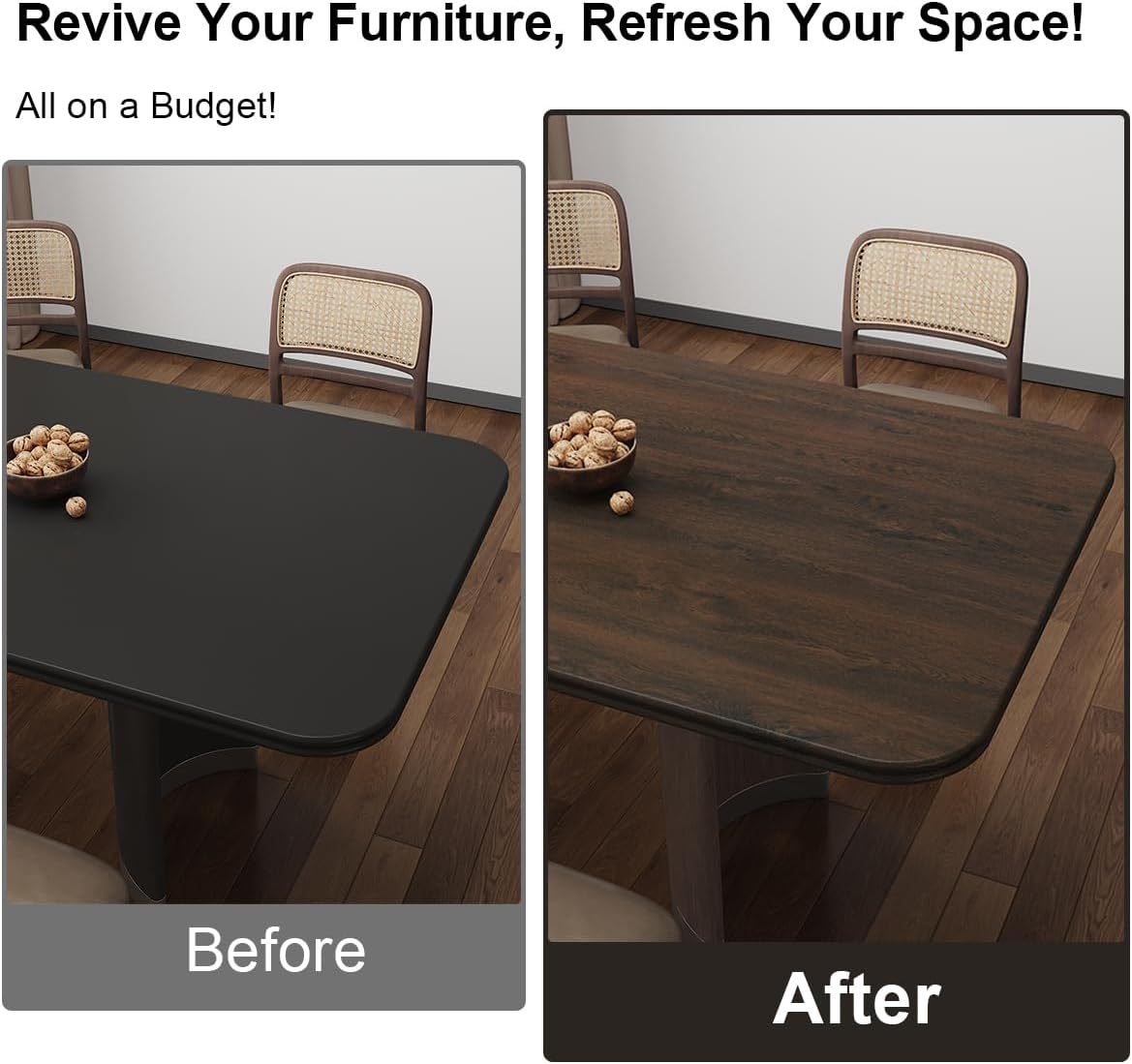 16''x354'' Dark Brown Wood Contact Paper Peel and Stick Wallpeper Self Adhesive Walnut Wood Grain Contact Paper for Furniture Countertops Bubble Free Design Thick Waterproof Top Vinyl Wrap