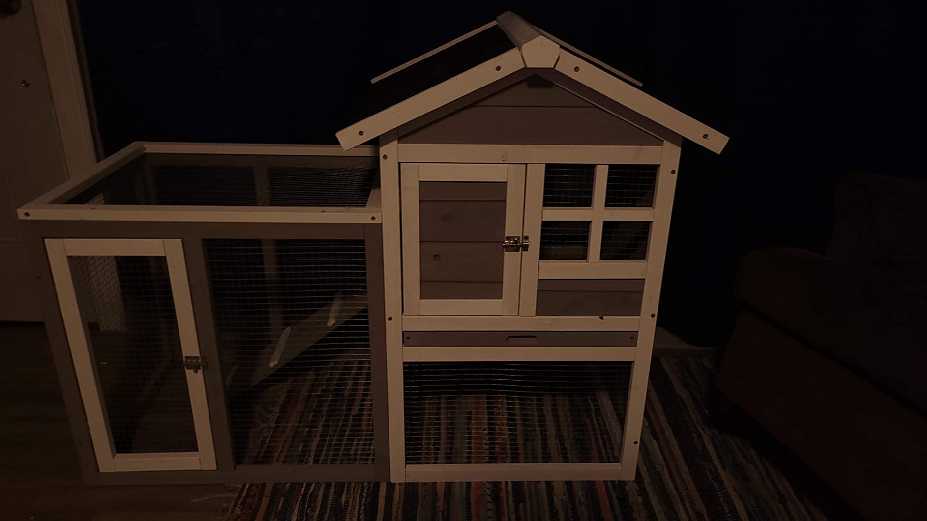 23/mo Finance Tangkula Rabbit Hutch, Indoor Outdoor Bunny Cage with Run, Wooden Rabbit Cage