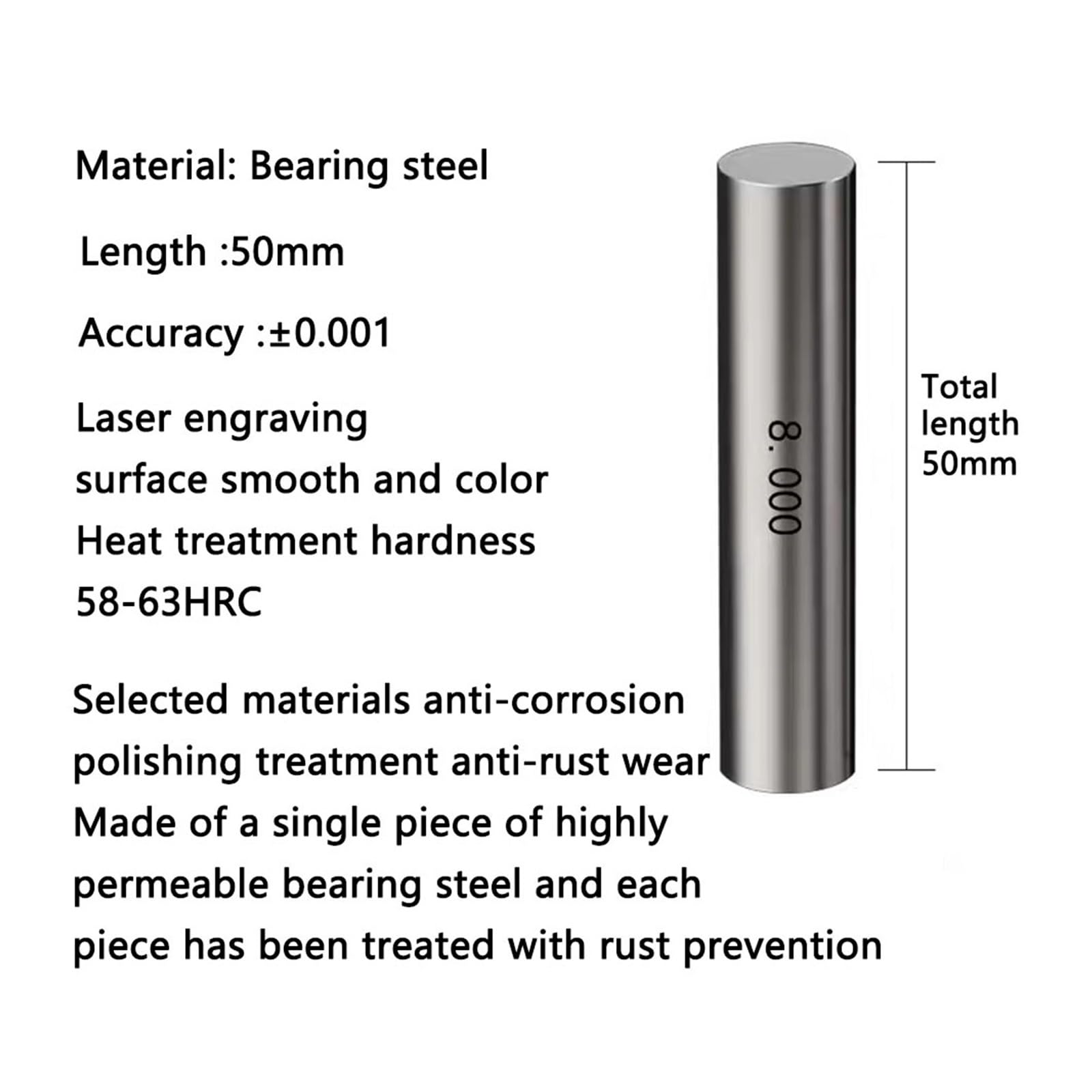 calibre de pasador Medidor de enchufe clavija, enchufe/agujero/calibre personalizado rango 0,38-0,49mm, paso,01mm, herramientas for carpintería, inspección, mecánica y medición(0.38,1 PCS)
