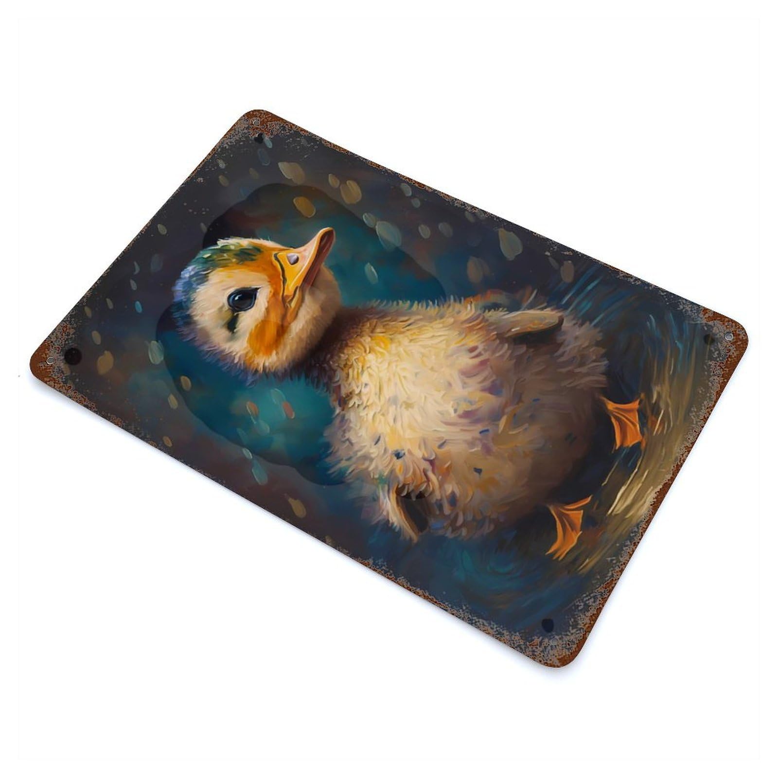Duck Mystical Vintage Rust Metal Sign 11.8"x7.9", Classic Wall Plaque for Basement, Hobby Room And Garage Decor