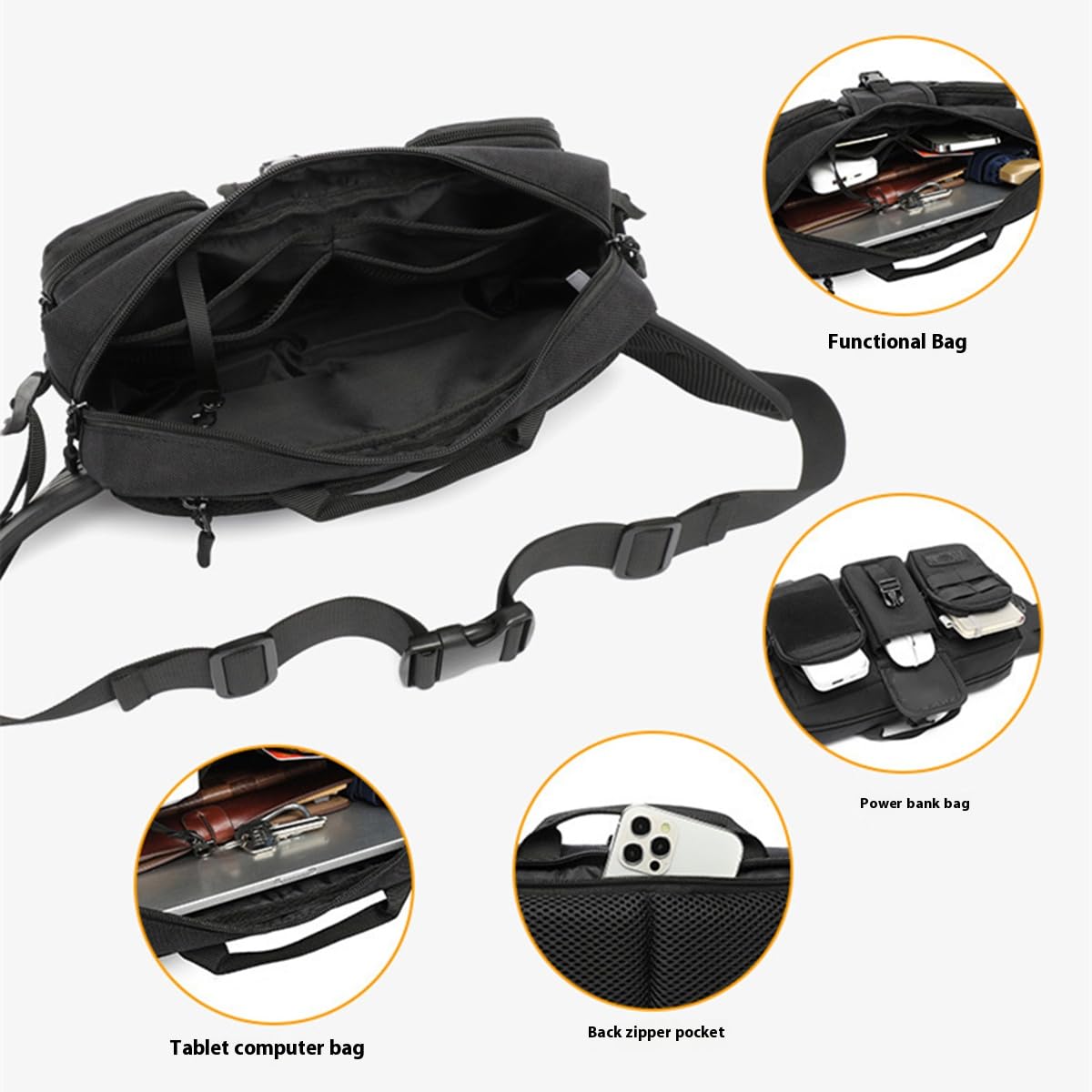 Tactical Fanny Pack for Men,Military Waist Bag with Adjustable Strap,for Hiking Climbing Fishing Cycling Hunting (Brown)