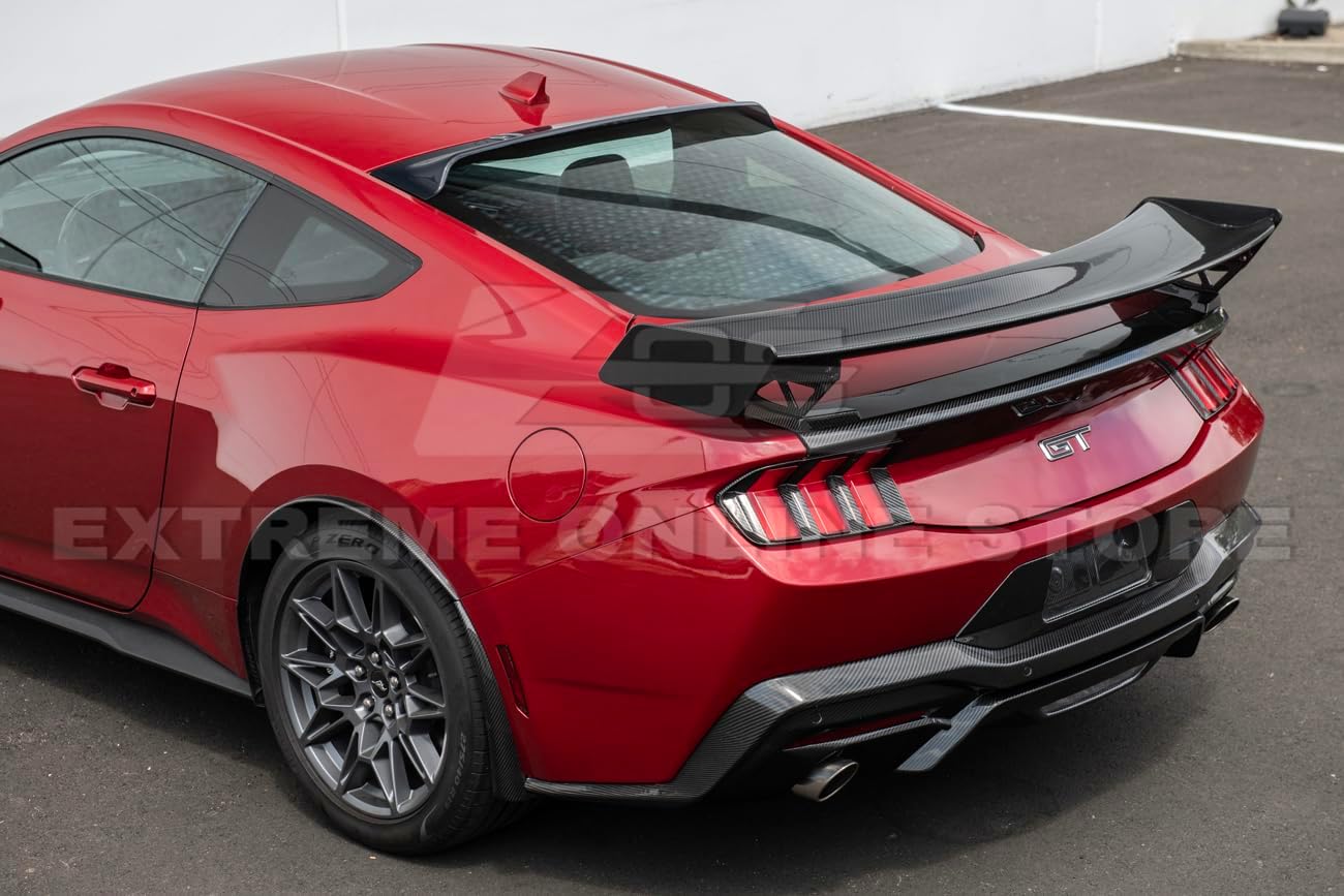 Replacement for 2024-Present Ford Mustang Models | Performance Style Dark Tinted Black Rear Roof Window Wing Visor Spoiler