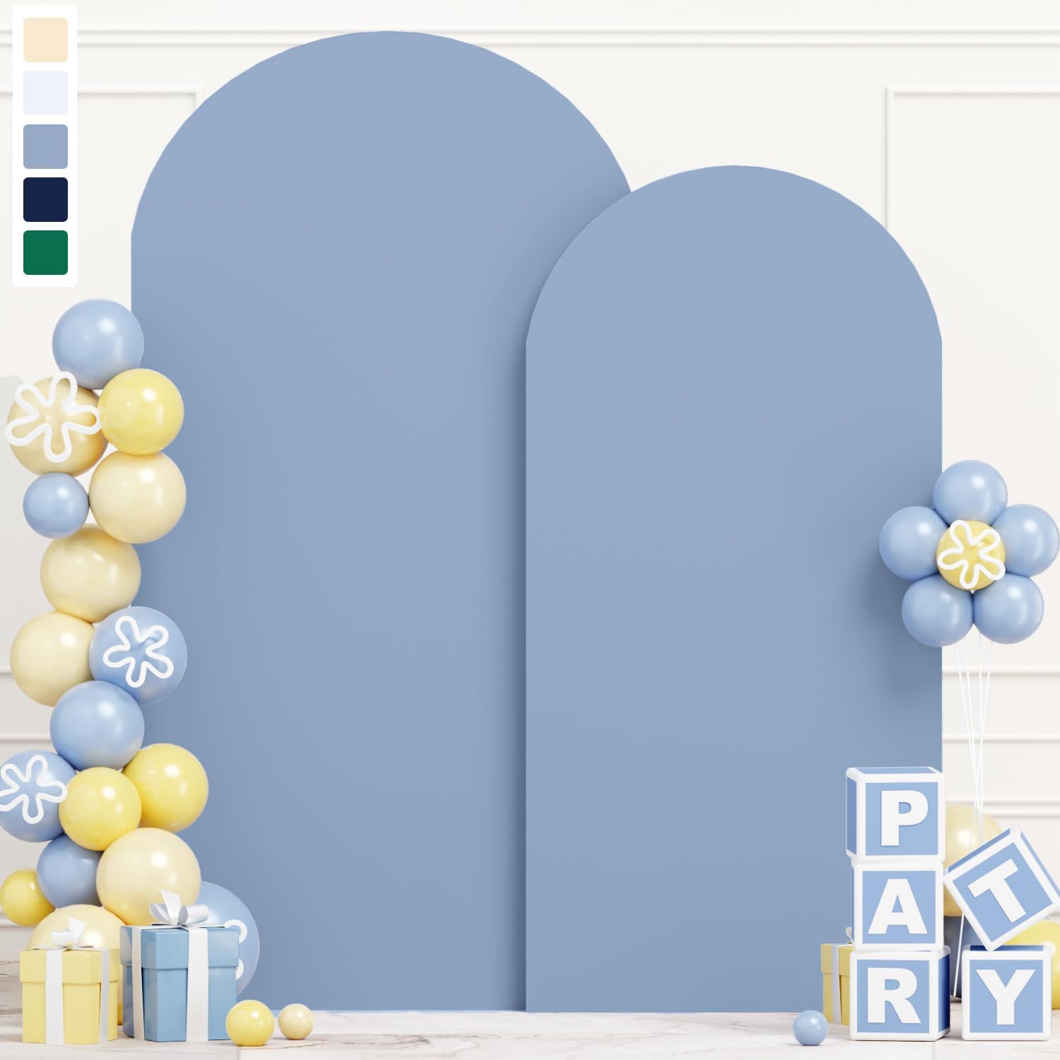 Dusty Blue Arch Cover Wedding Arch Covers 7.2 and 6ft Spandex Fitted Arch Backdrop Cover Round Top Arch Covers Stretchy Backdrop for Birthday Party Ceremony Banquet Decoration