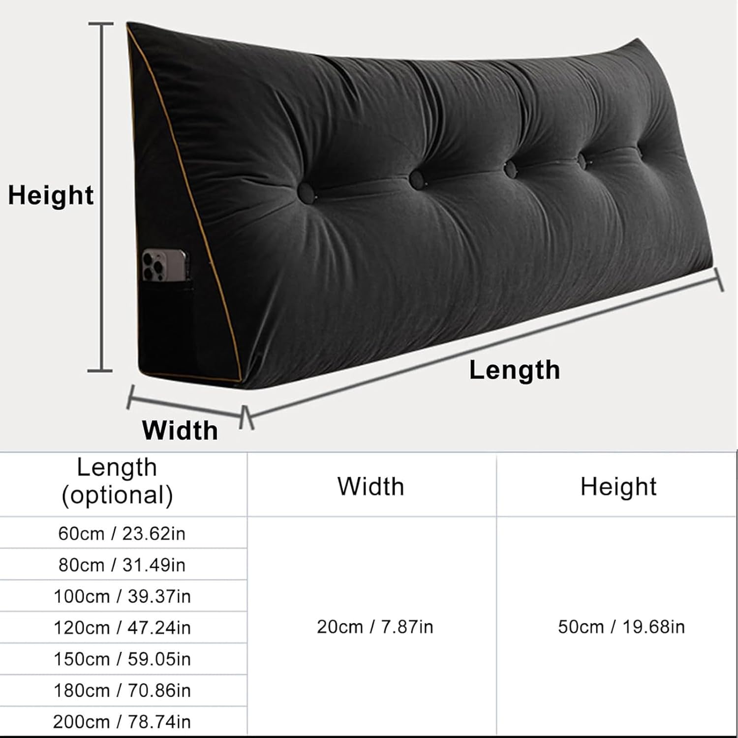 Large Triangular Bed Rest, Headboard Bolster Pillow, Wedge Pillow Headboard Soft and Supportive Reading Pillows, Washable Reading Headboard Pillows with Removable Cover,Blue,60cm