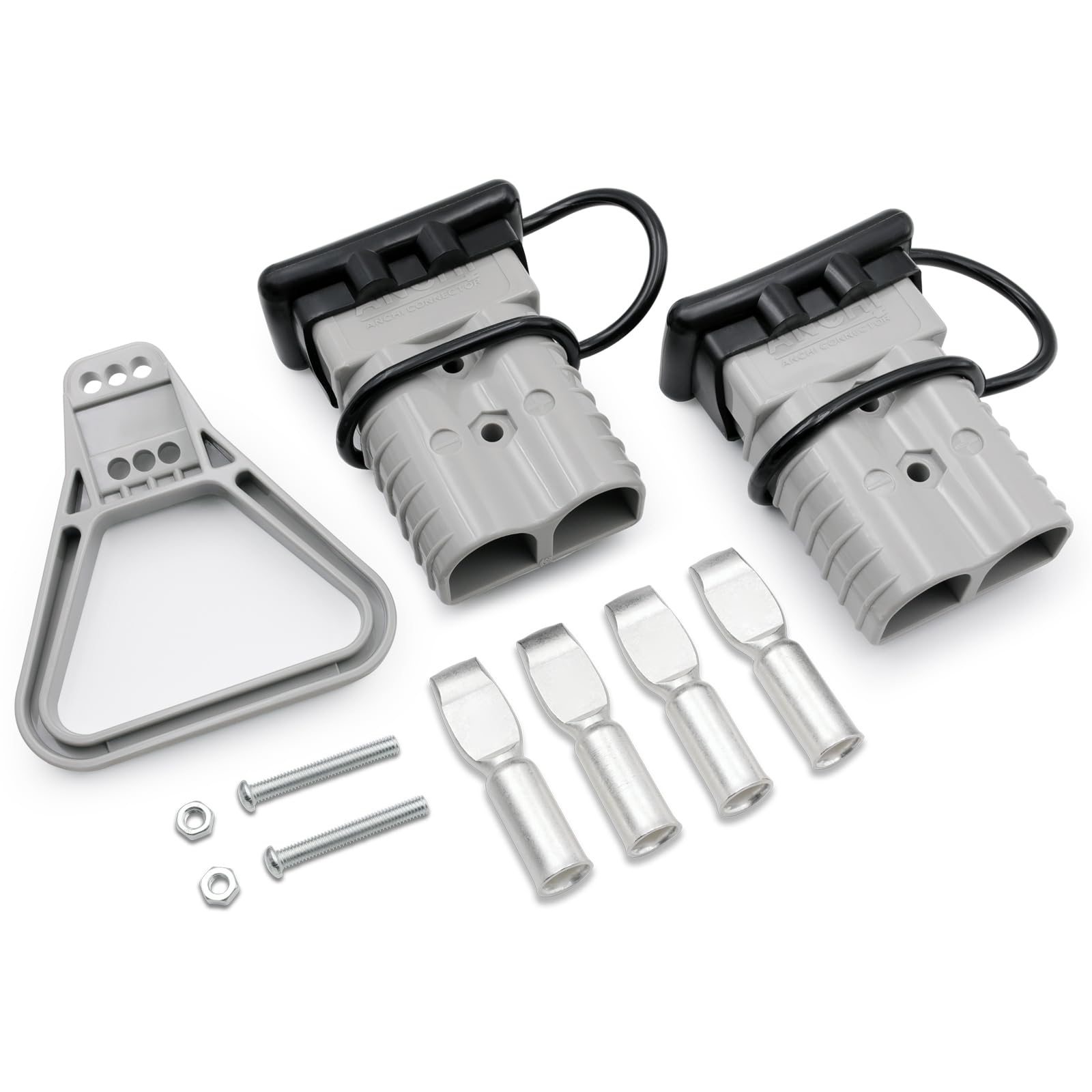 350A 2-0AWG AWG Connettore per cavo batteria con maniglia di scollegamento rapido con coperture antipolvere nere, kit di tappi per cablaggio per dispositivi elettrici di recupero verricello,