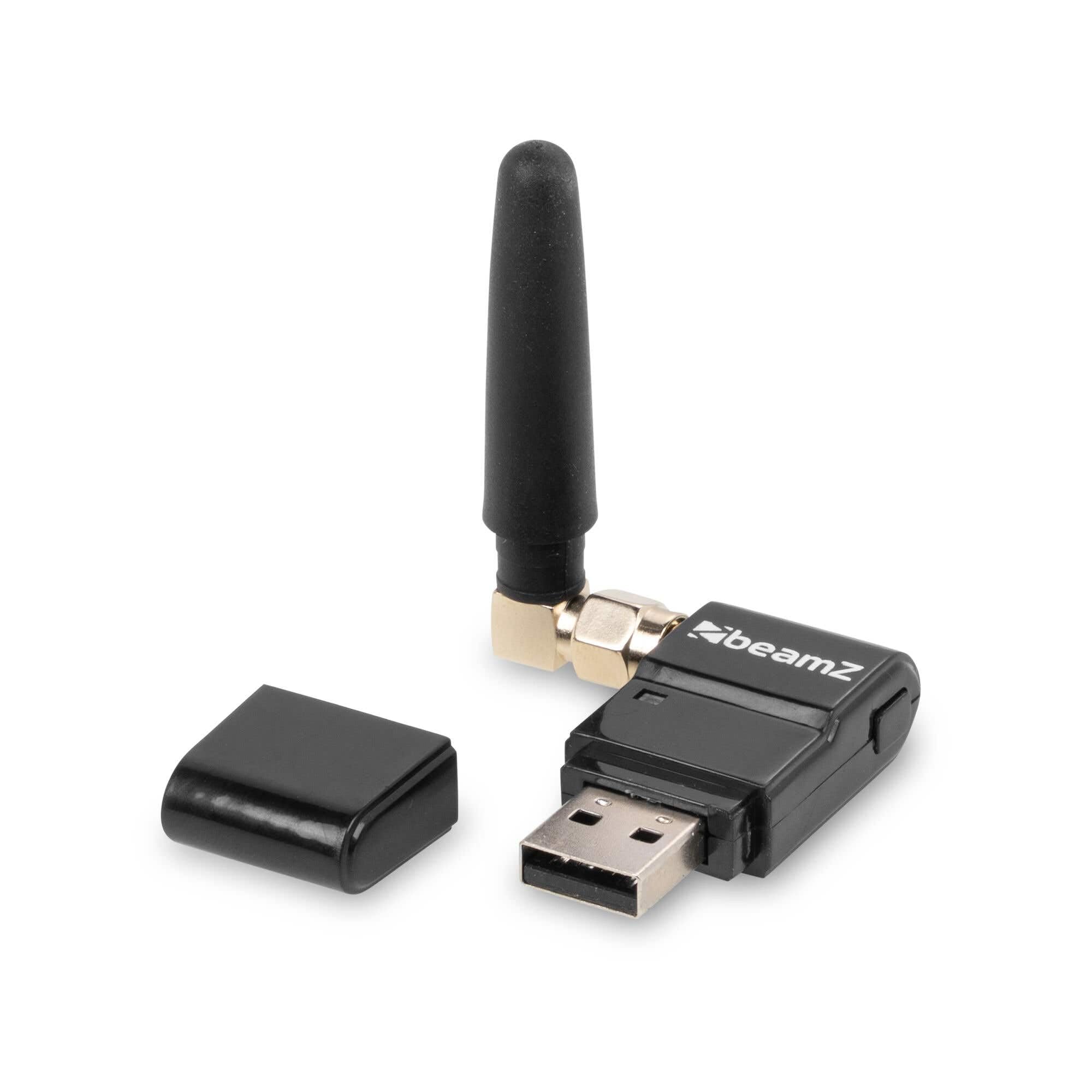 BeamZ WDUSB Transceptor DMX Inalámbrico USB Eazylink para ShowBar GO - Dongle Transmisor y Receptor DMX con 512 Canales 1 Universo Plug and Play Alimentación USB 5V Color Negro