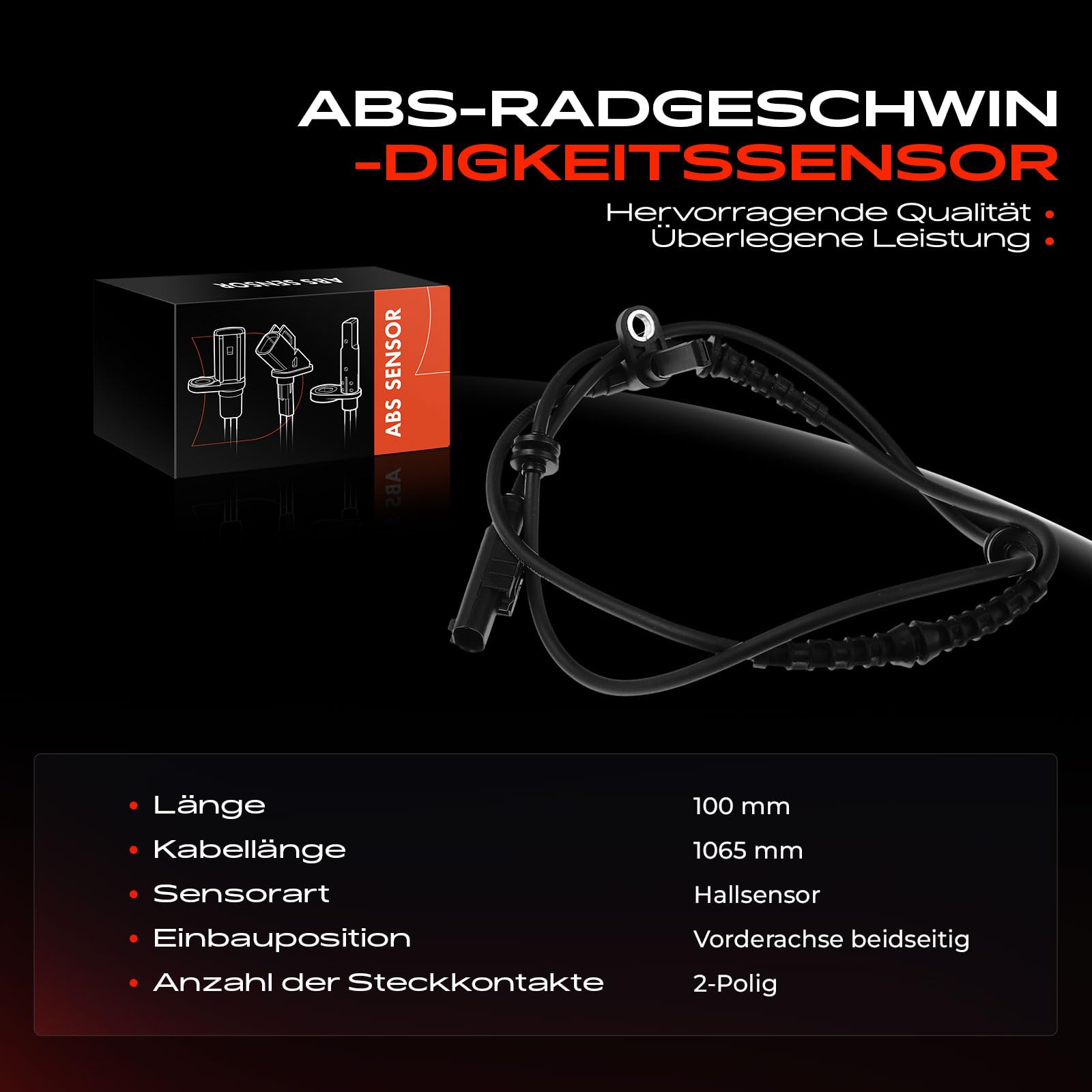Frankberg 1x ABS Sensor Vorderachse beidseitig Kompatibel mit Ducato Bus 250 290 2.0L-3.0L 2006-2024 Jumper Kasten 2.2L 3.0L 2006-2024 Boxer Kasten 2.2L 3.0L 2006-2024 Replace# 51725099