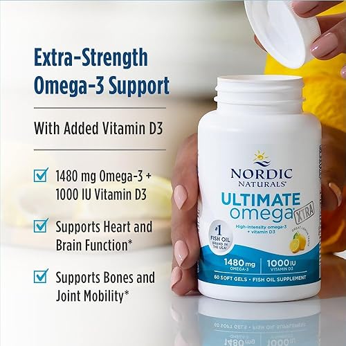 Miniatura 7 de Nordic Naturals Ultimate Omega Xtra, Lemon Flavor - 60 Soft Gels - 1480 mg Omega-3 + 1000 IU Vitamin D3 - EPA & DHA - Brain, Heart, & Immune Health