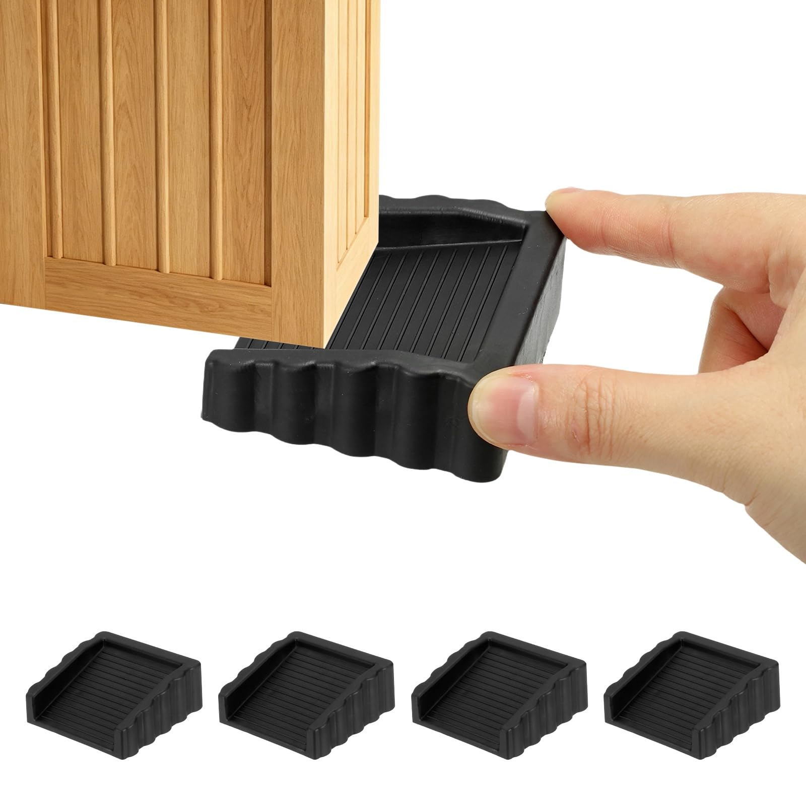 sourcing map 4Pack Door Stoppers, 1 Inch Bidirectional Door Wedge Stoppers Anti-Slip Rubber Small Cube Doorstops for Bottom of Doors on Home Office Carpet Concrete Tile Wood, Black