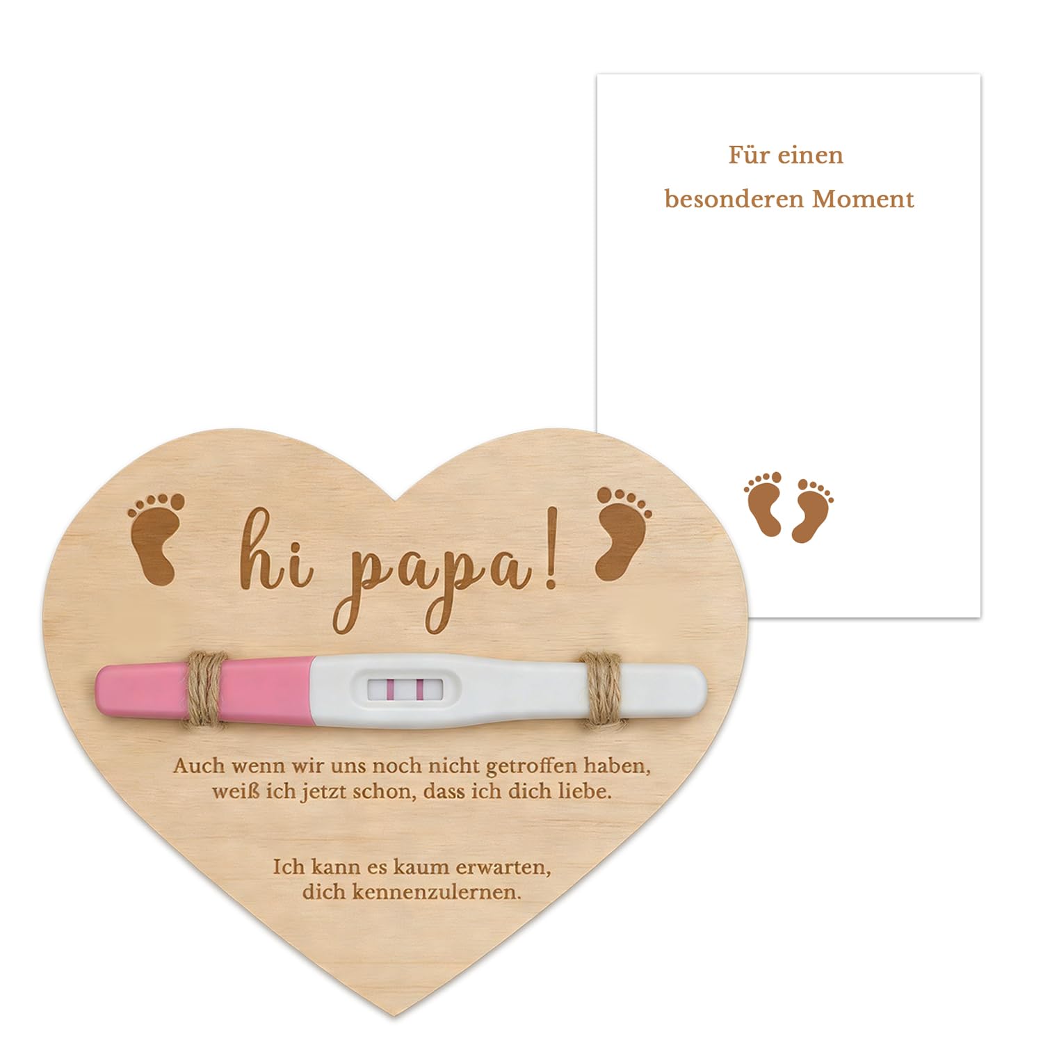 GROVBLE Pregnancy Announcement Gift Set for Dad - Du wirst Papa Surprise with Wooden Sign, Card, Rope & Box - Baby Announcement