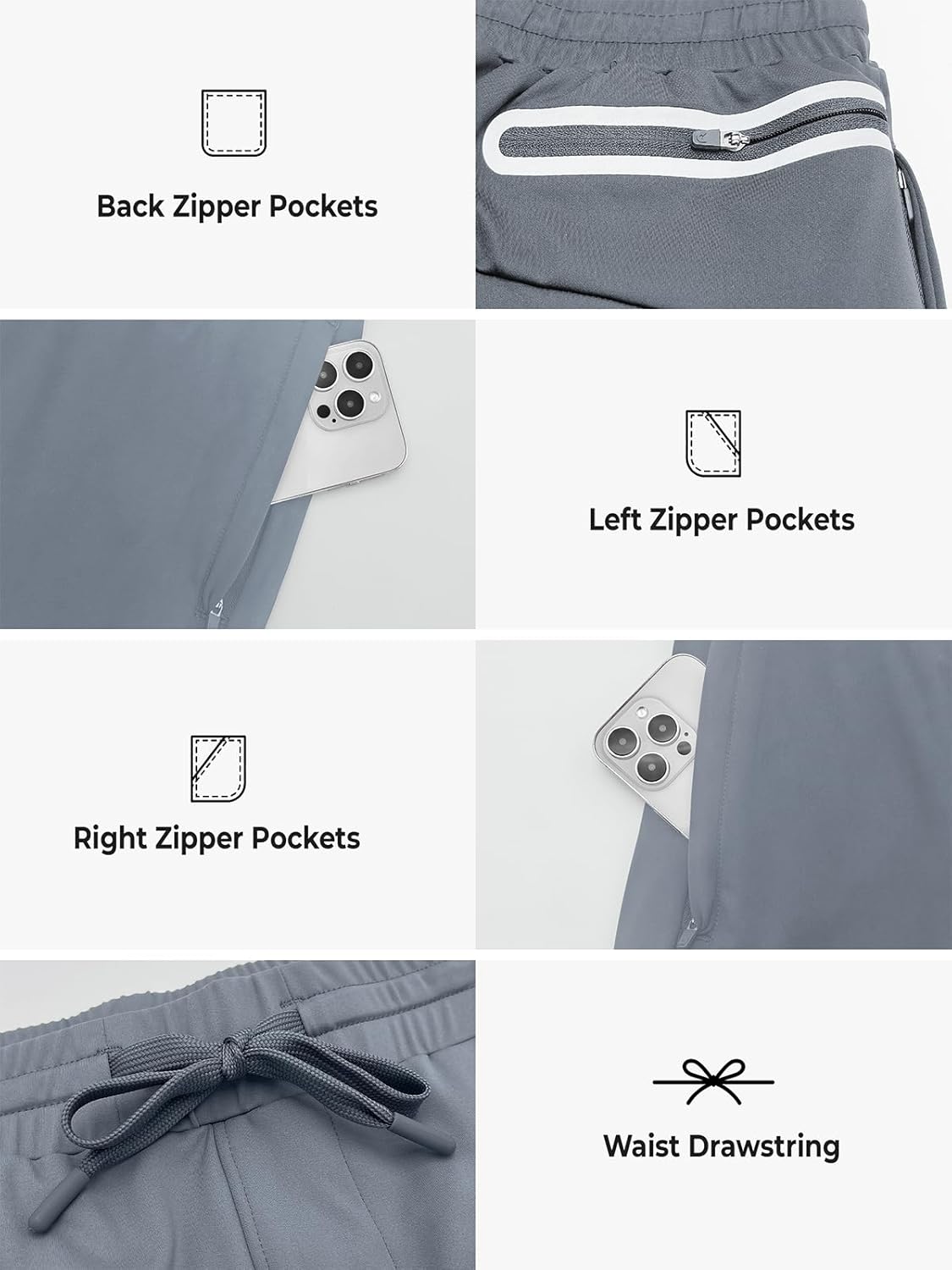 NORTHYARD Men's Joggers Pants with Zipper Pockets Lightweight Sweatpants Athletic Running Workout Track Pants for Men - Image 4