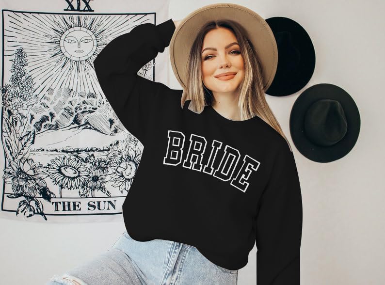 MYHALF Bride Sweatshirt Women Bachelorette Party Shirt Embroidered Bride Pullover Future Mrs Gift Long Sleeve Wedding Top - Image 4