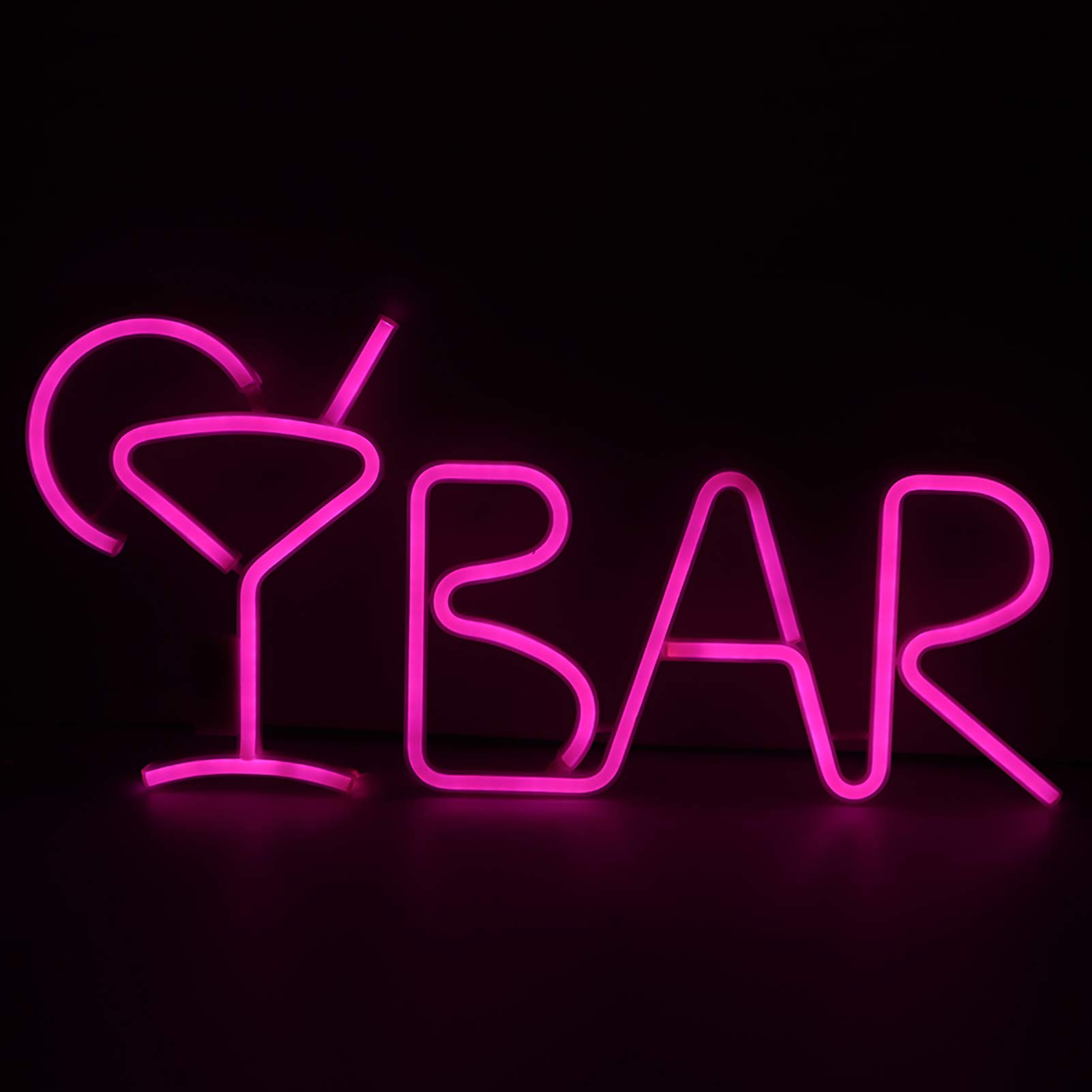 Insegna al neon a LED a forma di lettere da bar, per decorare la casa, per feste, negozi, bar, negozi, decorazione per la casa (rosa)