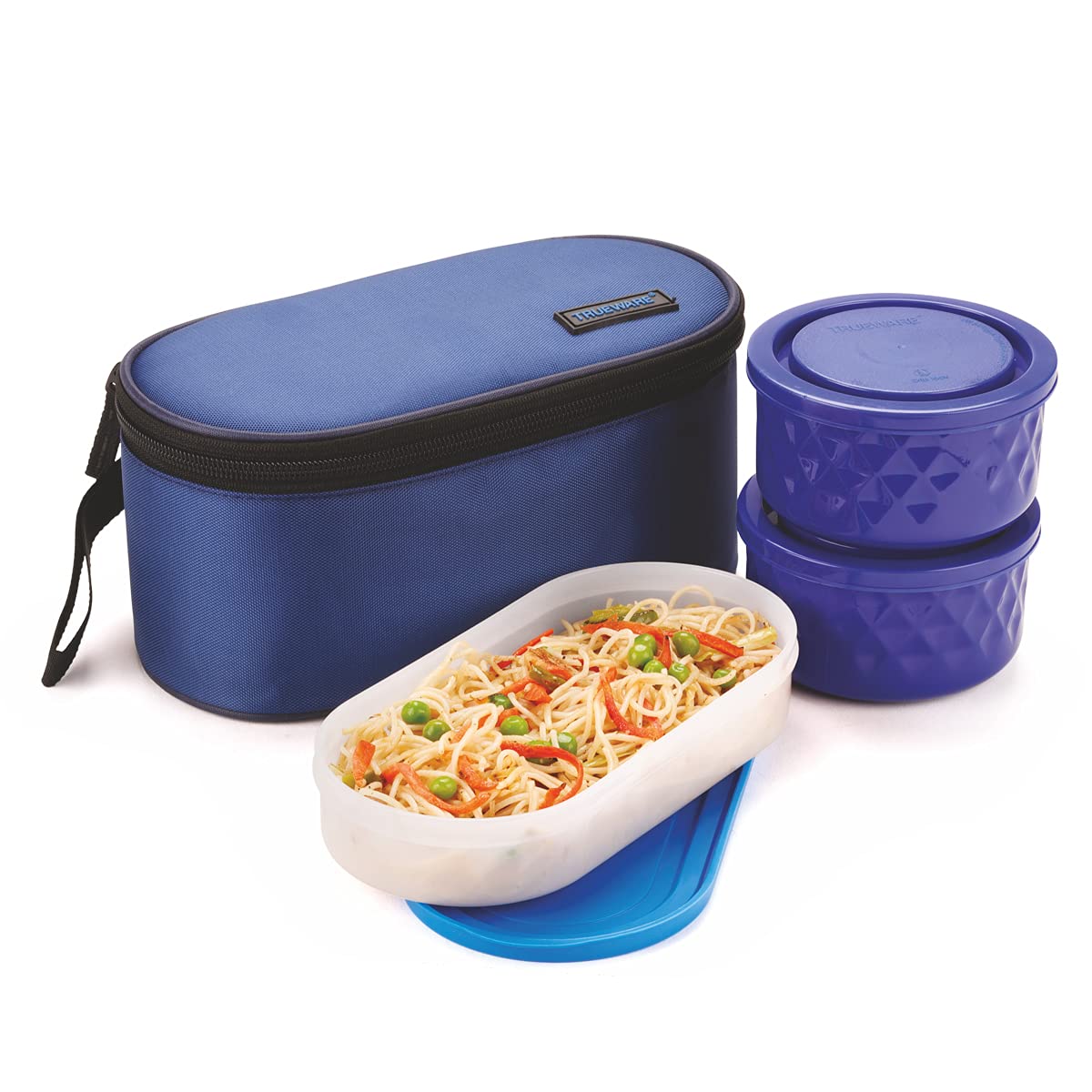 Trueware Lunch Munch 2+1 Insulated Stainless Steel Lunch Box -Blue|Tiffin Box with Bag for Office,College,School