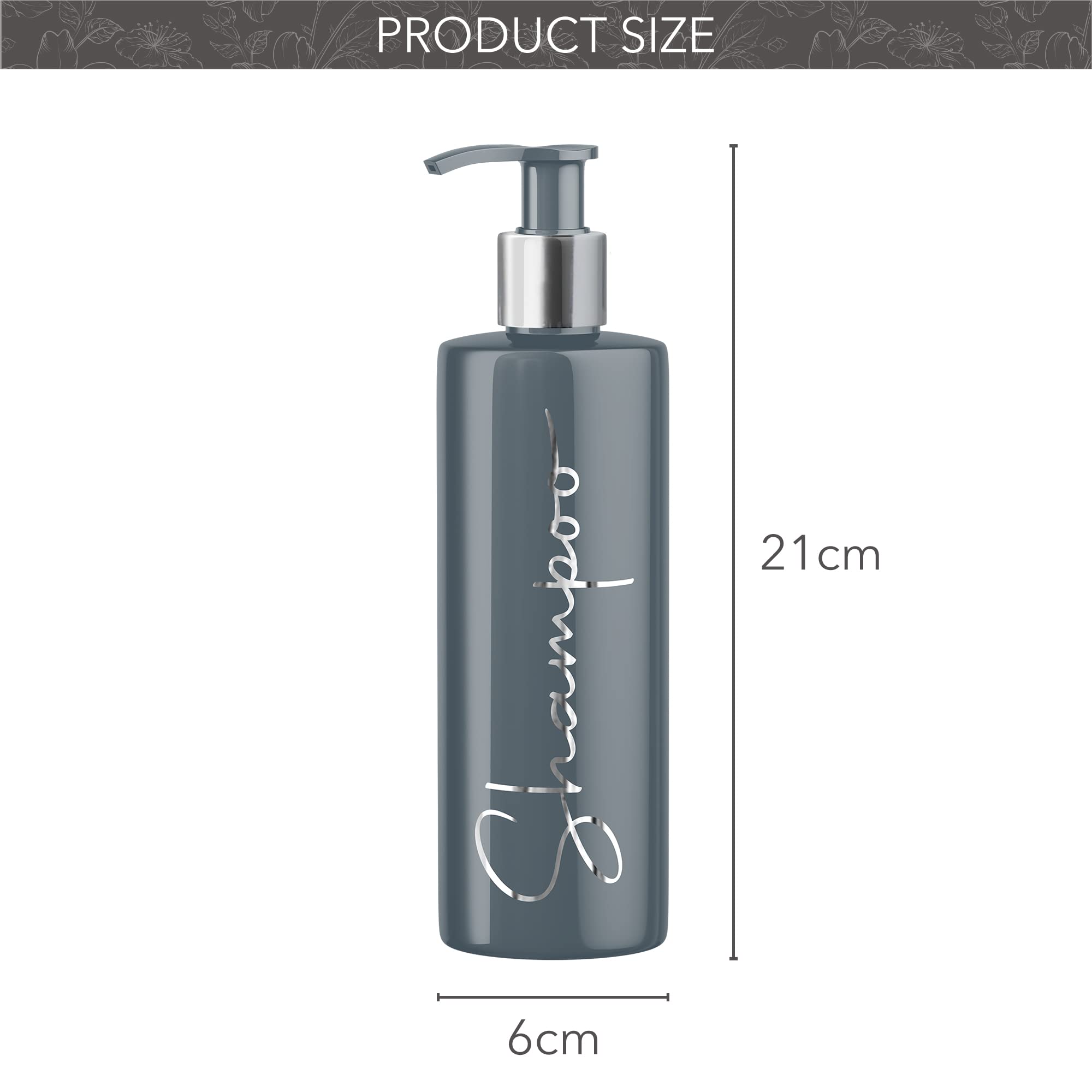 Print Maniacs Grey Mrs Hinch Inspired Personalised 500ml Pump Bottles Bathroom Lotion Kitchen Set Shampoo Conditioner Body Wash F2 (Silver - Image 2