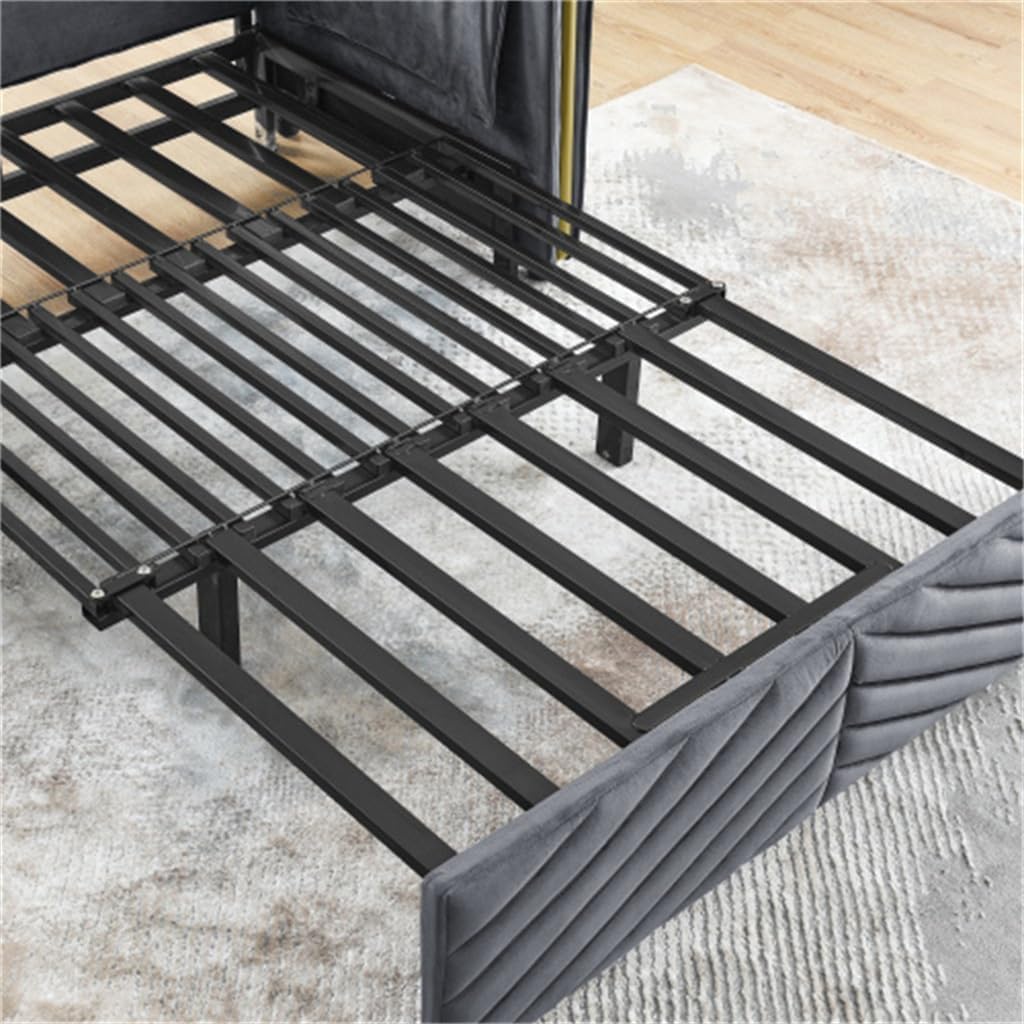 3-in-1 Convertible Sleeper Sofa, 55" Pull Out Couch for Living Room, Multi-Functional Velvet Loveseat Futon Bed