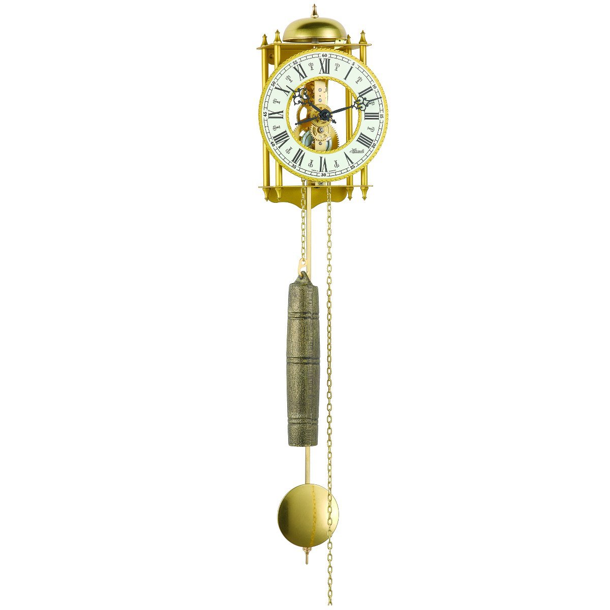 Watching Clocks Hermle Wrought Iron Mechanical Pendulum Wall Clock - Strike on Hour (Gold)