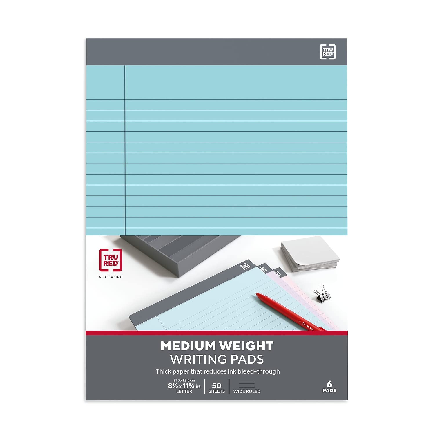 Tru Red Tr57363 Notizblöcke, 21,6 x 29,5 cm, breit liniert, Pastellfarben, 50 Blatt/Block