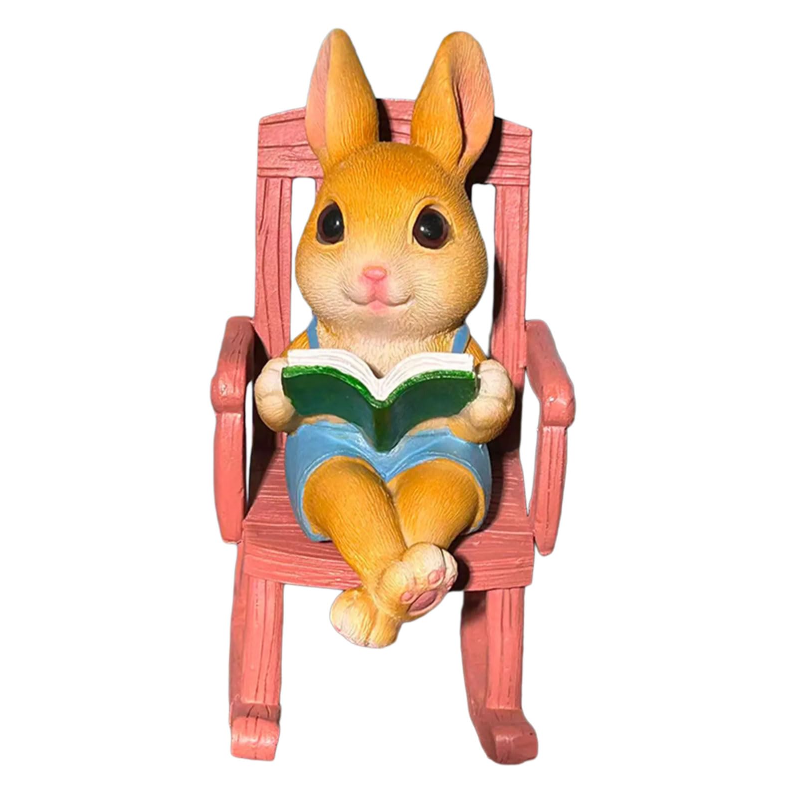 Snorvixre Minisature Rabbits Figurines Minis Rabbits Statues Easter Bunnies Garden Decors Ornament Table Centerpieces Easter Bunnies