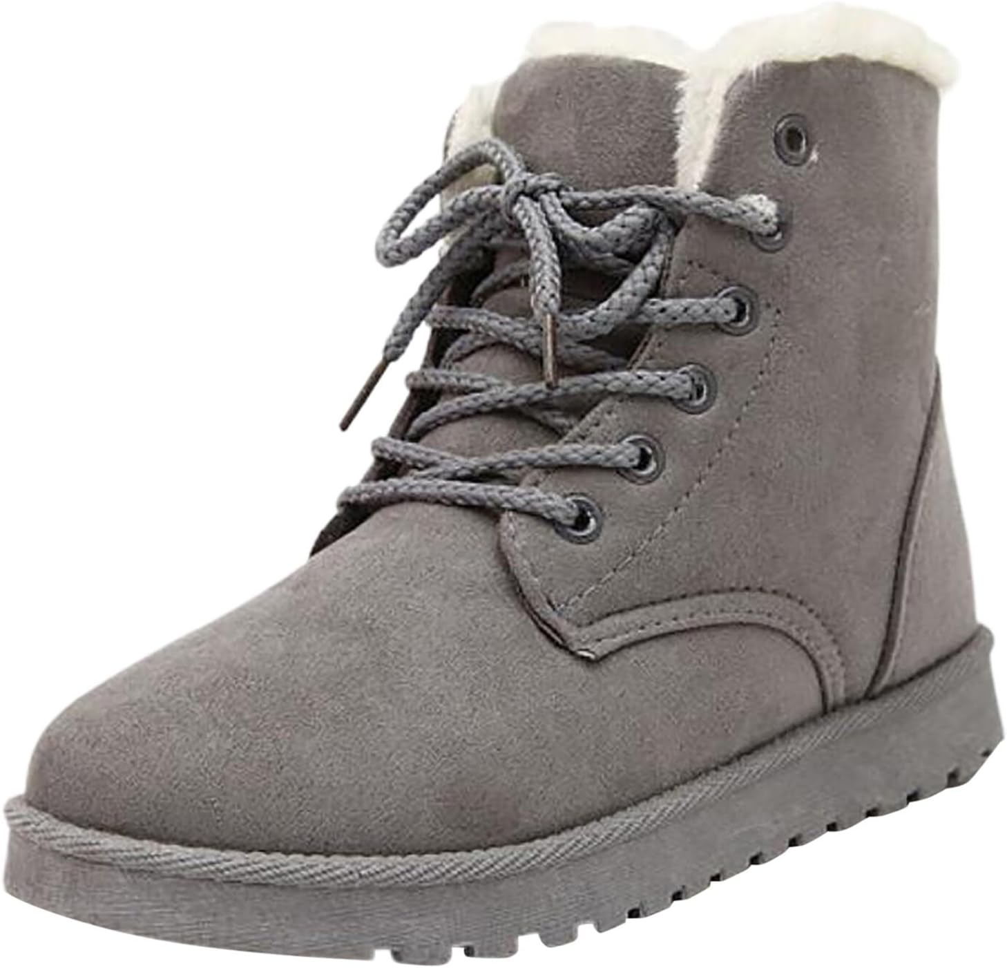 Womens Winter Snow Boots Warm Fur Lined Ankle Boots Classic Fashion Suede Lace Up Booties Casual Anti-Slip Outdoor Comfortable Booties Shoes for Women