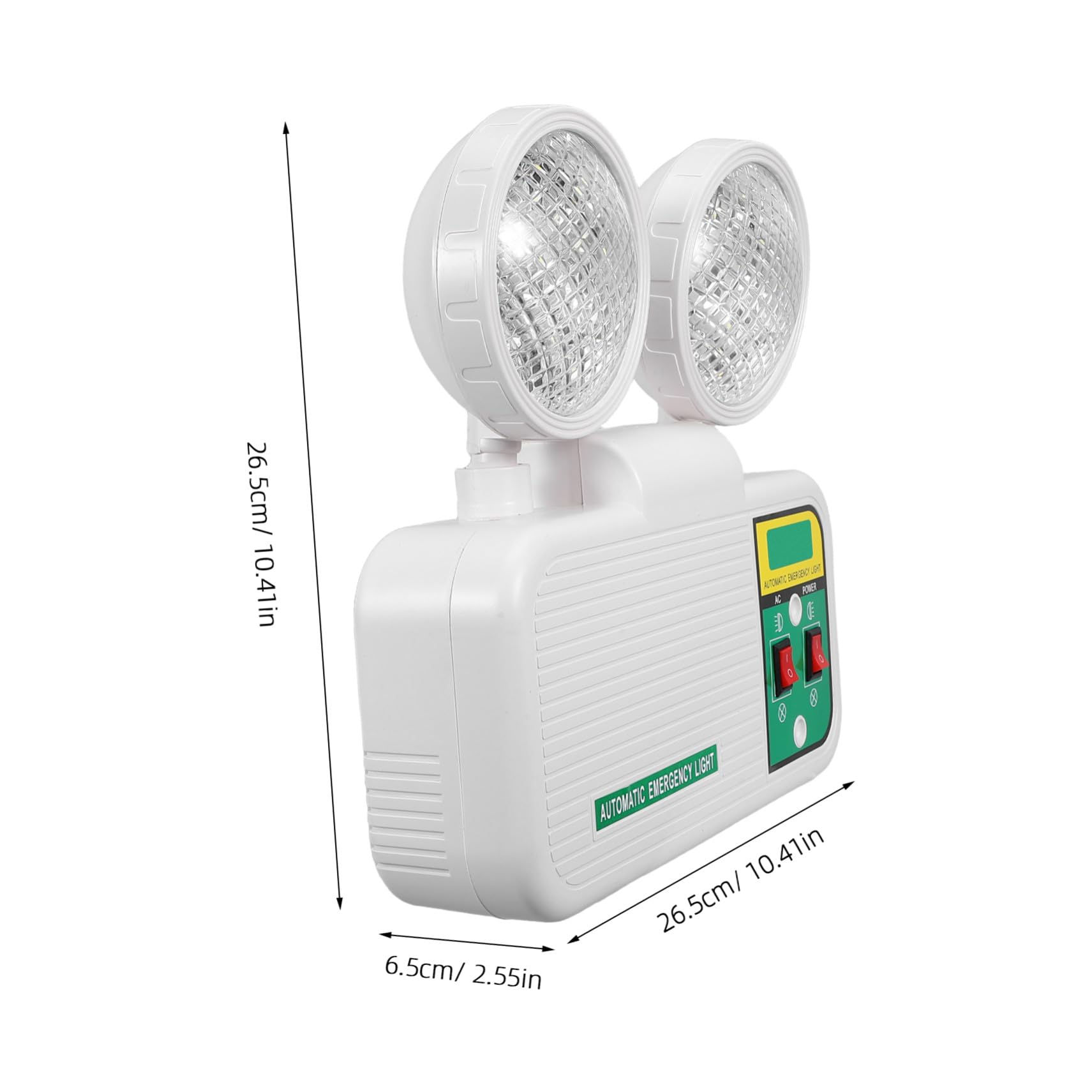 Amosfun Lampada di Emergenza Doppia Testa LED Ricaricabile da Parete | Plastica Bianca, Struttura Ritardante Fiamma, per Corridoi e Vie di Evacuazione