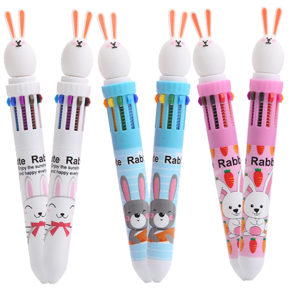 Tofficu 5 Ensembles Mini Stylos À Bille En Forme De Lapin Stylos En Vrac Surligneurs Multicolores Effaçables À Bille Rouges Mignons 6 pièces * 5