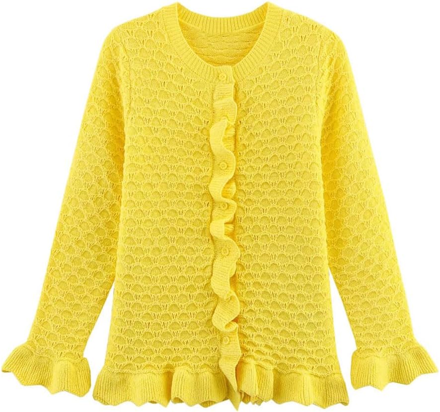 Women with Layered Decorative Buttons Sweater and Round Neck Long Sleeved Knitted Coat