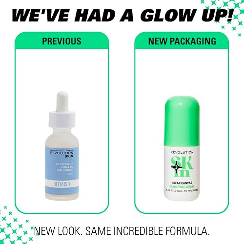Miniatura 3 de Revolution Skin, Clear Canvas - Suero facial aclarante de 5% niacinamida y 2% ácido salicílico, ayuda a un tono uniforme de la piel, vegano y libre