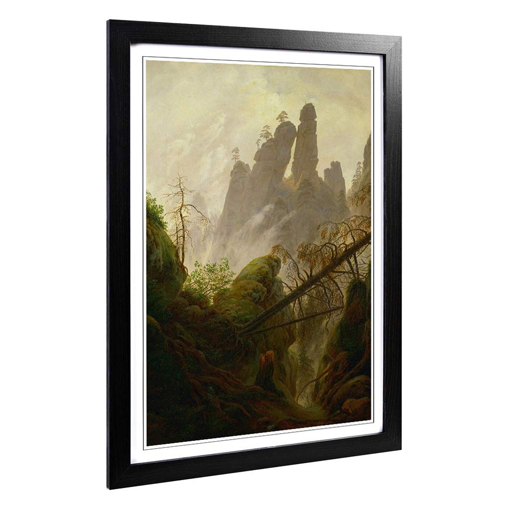 Big Box Art Framed Print of Friedrich Caspar David Rocky Ravine Design | Wall Art Picture | Home Decor for Kitchen, Living Room, Bedroom, Hallway, Black, A2 / 24.5x18 Inch / 62x45cm