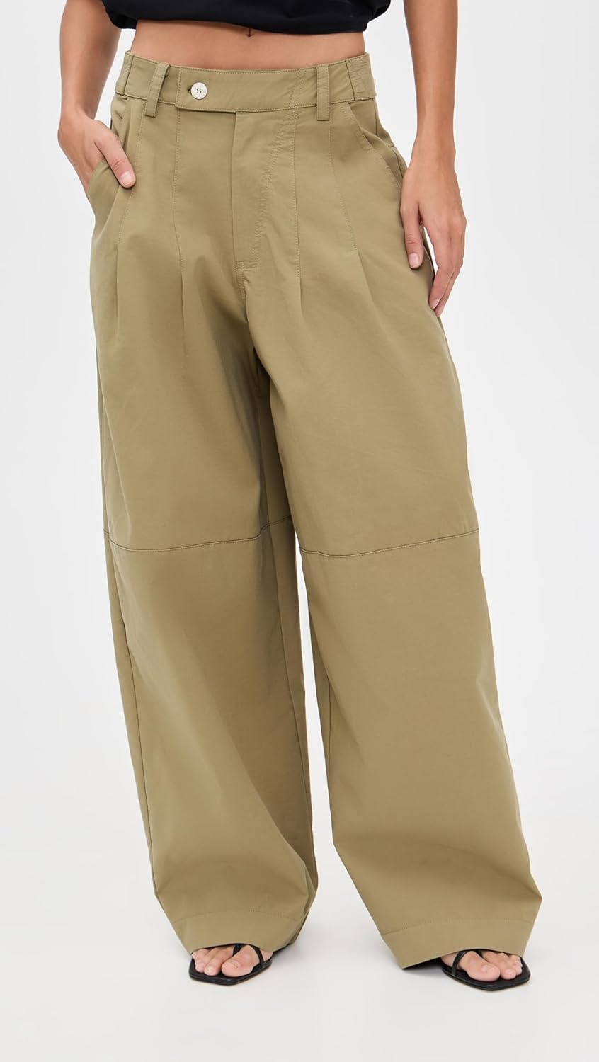 Pixie Market Women's Baggy Khaki Button Pants - Image 2