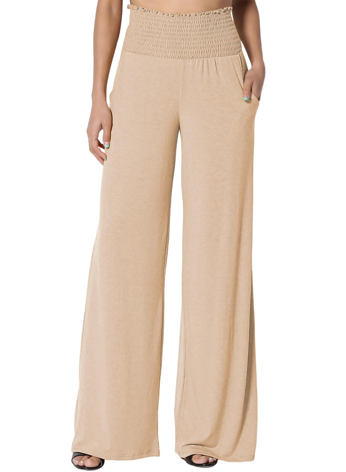 Dokotoo Women's Wide Leg Pajama Pants 2023 Flowy Yoga Pants Straight Leg High Waist Stretch Palazzo Pants